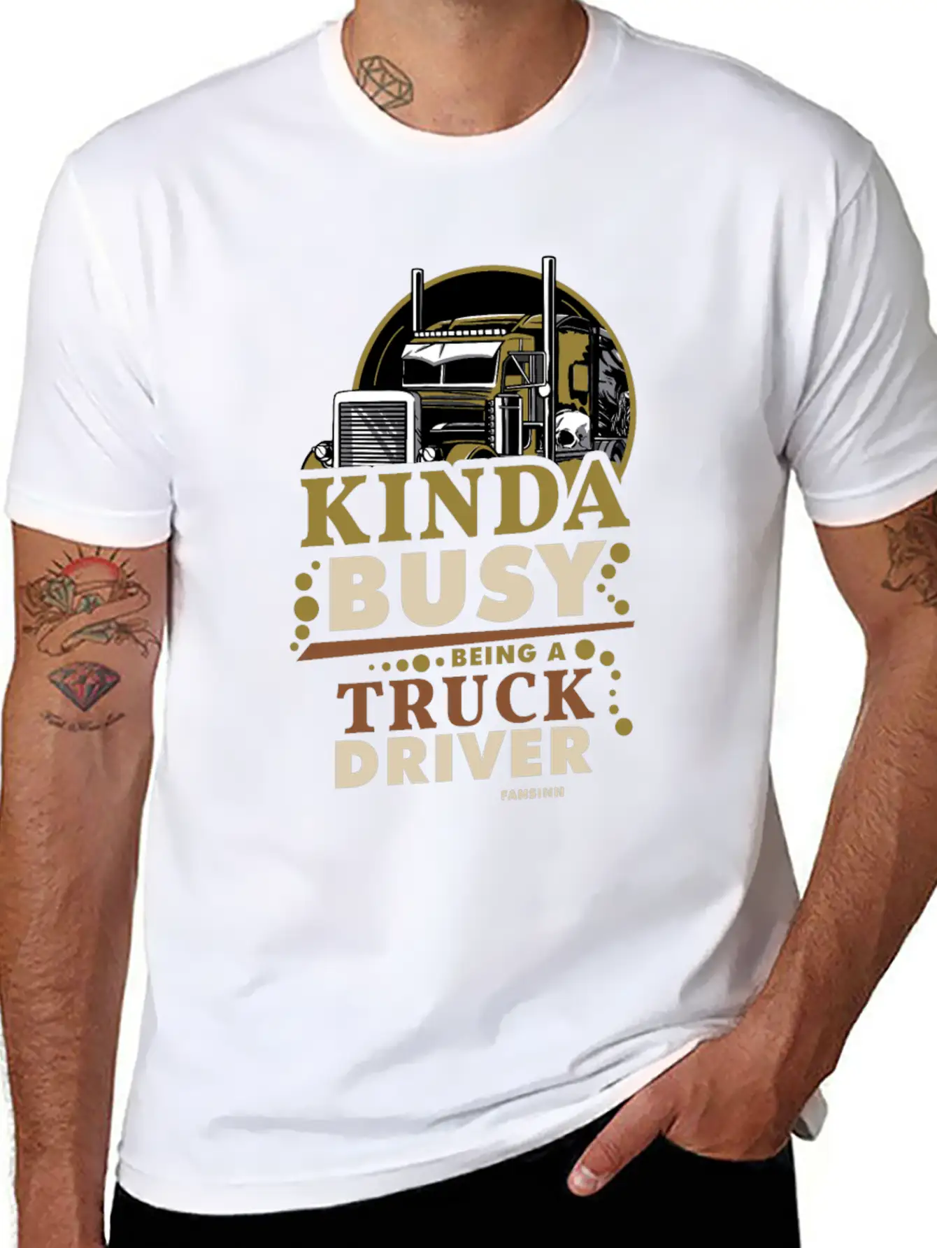 Kinda Busy Being A Truck Driver Timeless Short Sleeve Tee – Comfy And Minimalist Design
