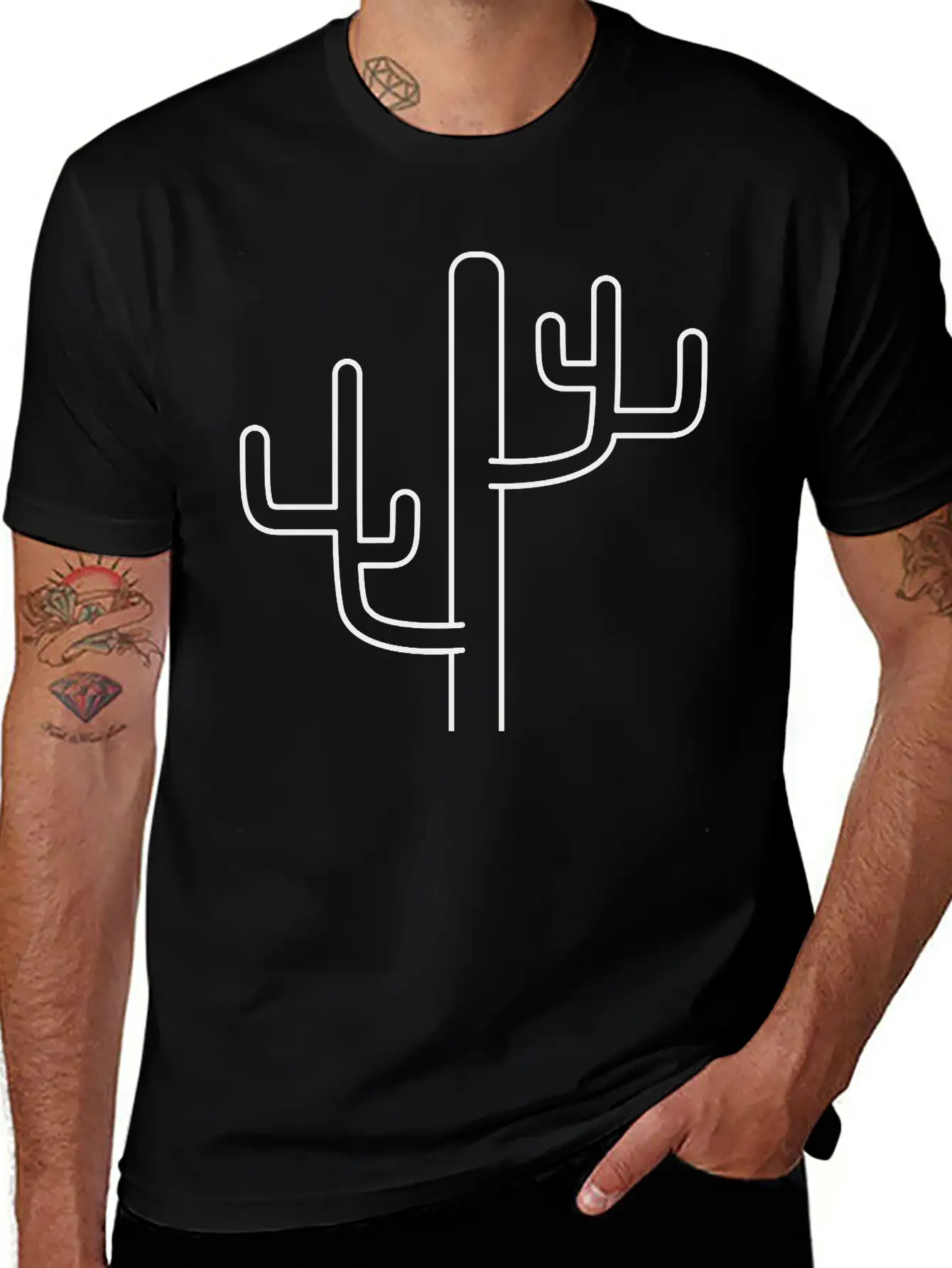 Large Desert Cactus Design Pattern Timeless Short Sleeve Tee – Comfy And Minimalist Design
