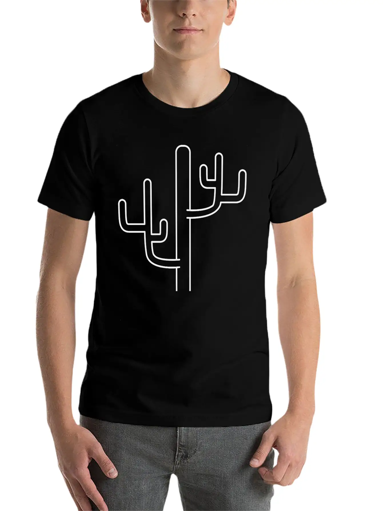 Large Desert Cactus Design Pattern Timeless Short Sleeve Tee – Comfy And Minimalist Design