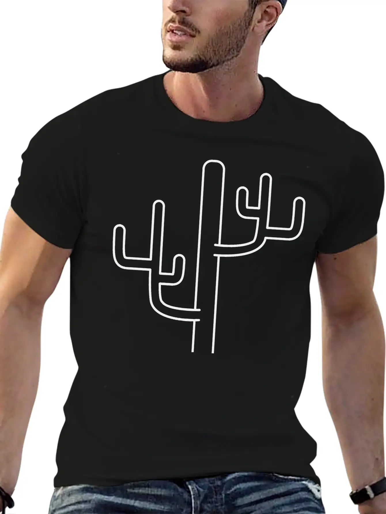 Large Desert Cactus Design Pattern Timeless Short Sleeve Tee – Comfy And Minimalist Design