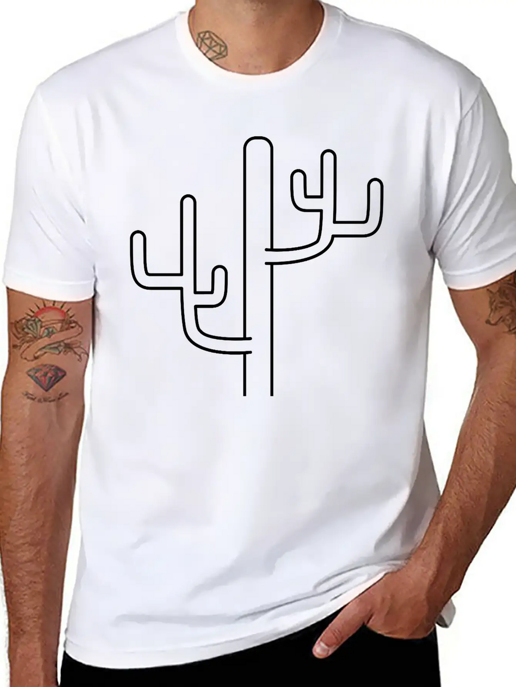 Large Desert Cactus Design Pattern Timeless Short Sleeve Tee – Comfy And Minimalist Design