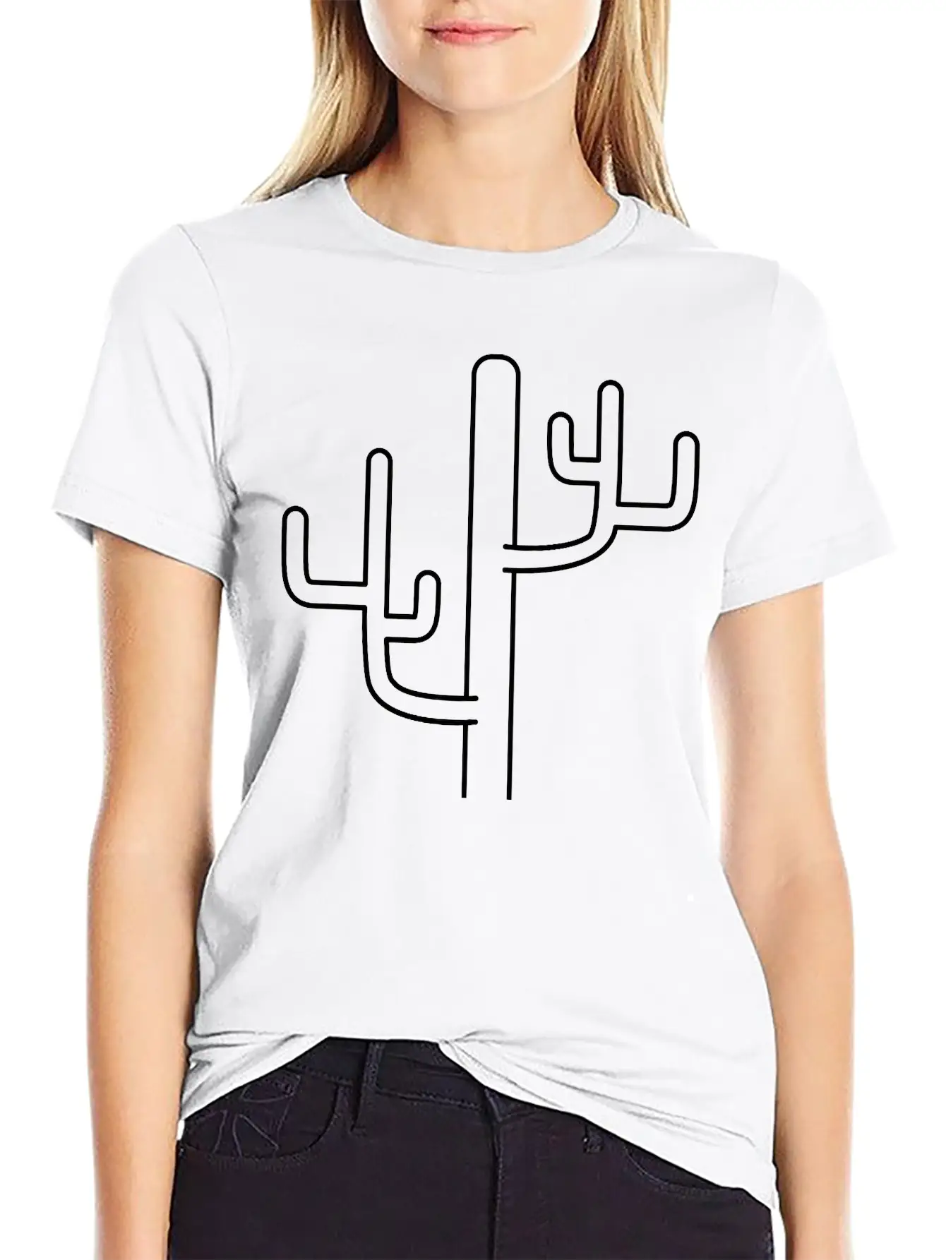 Large Desert Cactus Design Pattern Timeless Short Sleeve Tee – Comfy And Minimalist Design