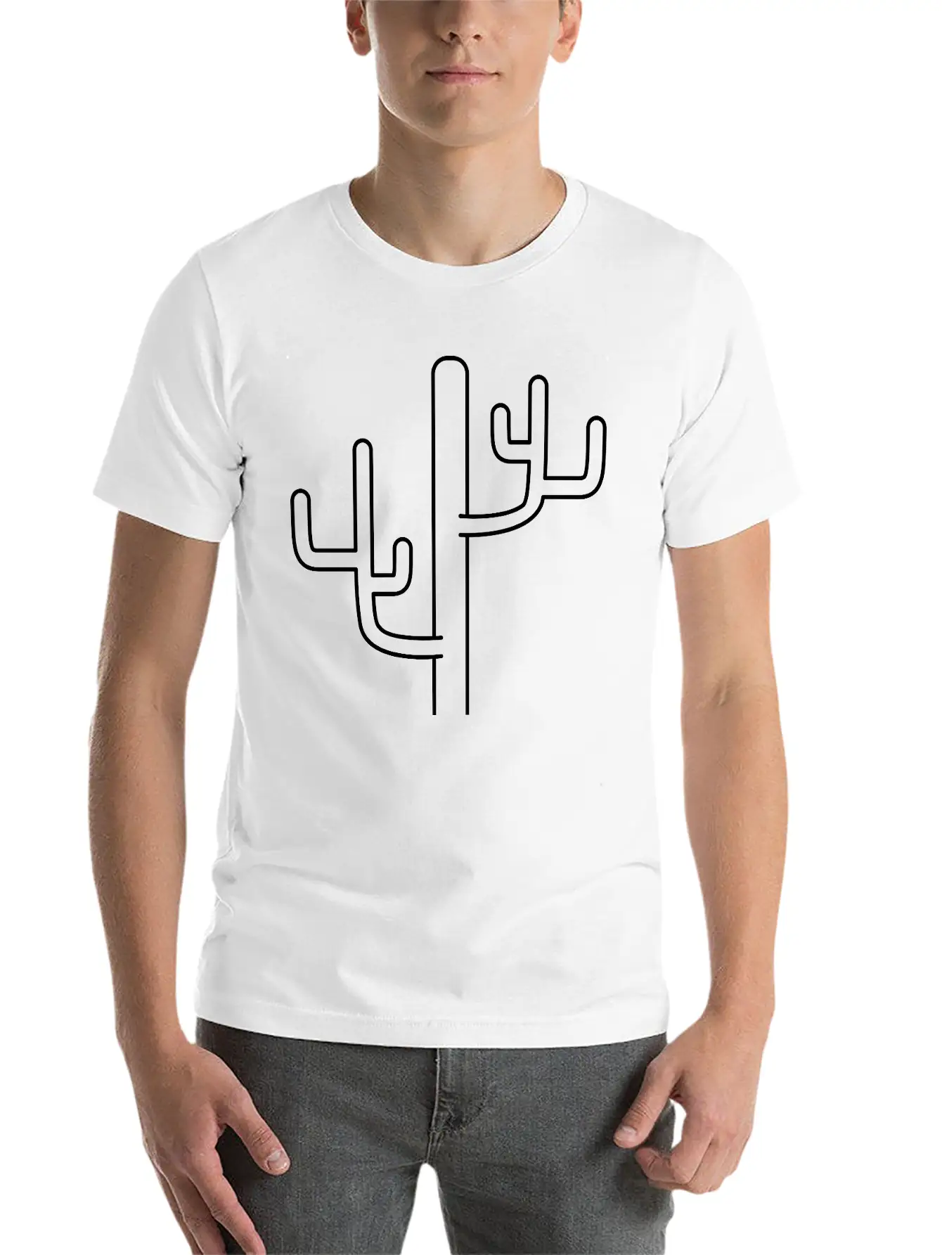 Large Desert Cactus Design Pattern Timeless Short Sleeve Tee – Comfy And Minimalist Design
