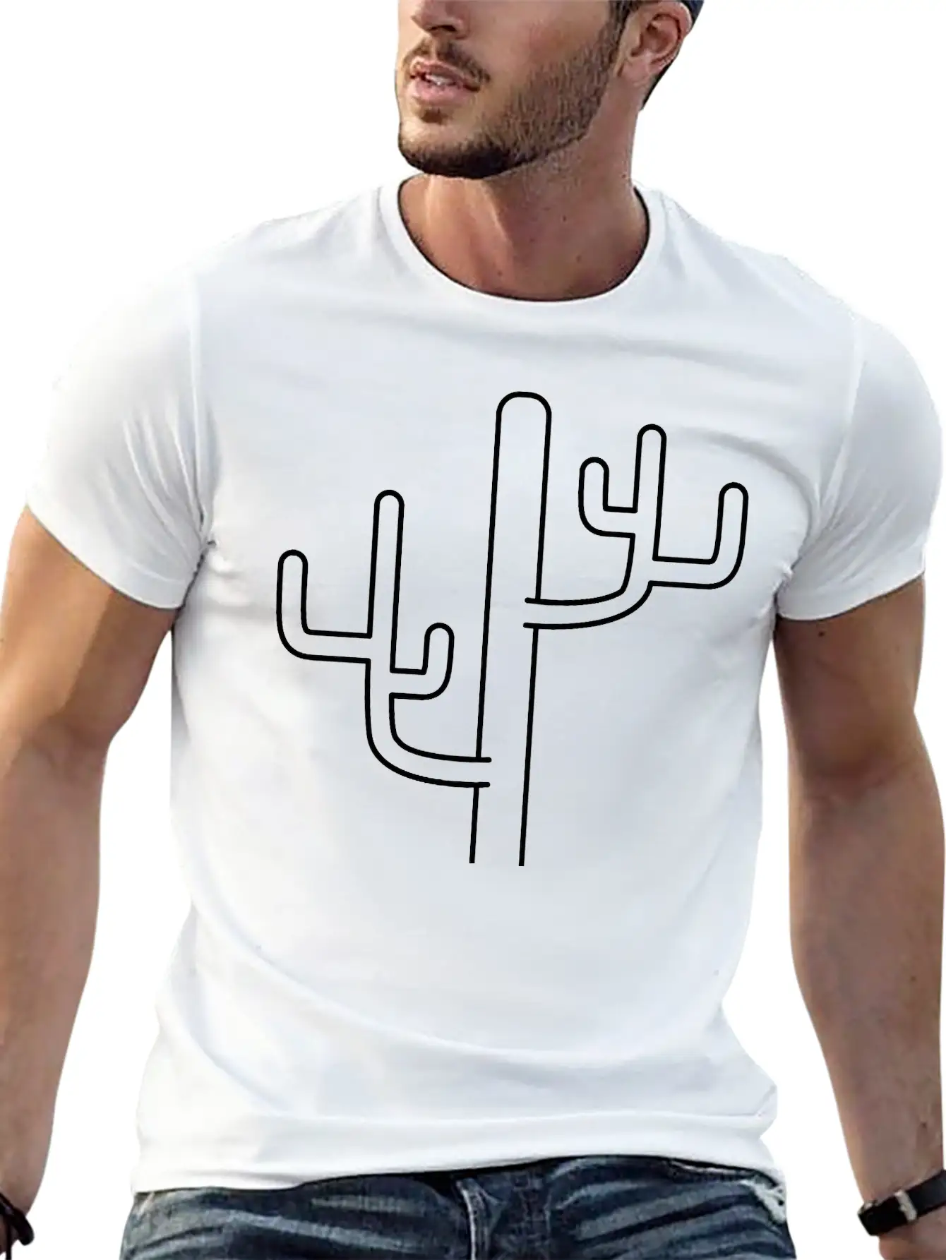 Large Desert Cactus Design Pattern Timeless Short Sleeve Tee – Comfy And Minimalist Design
