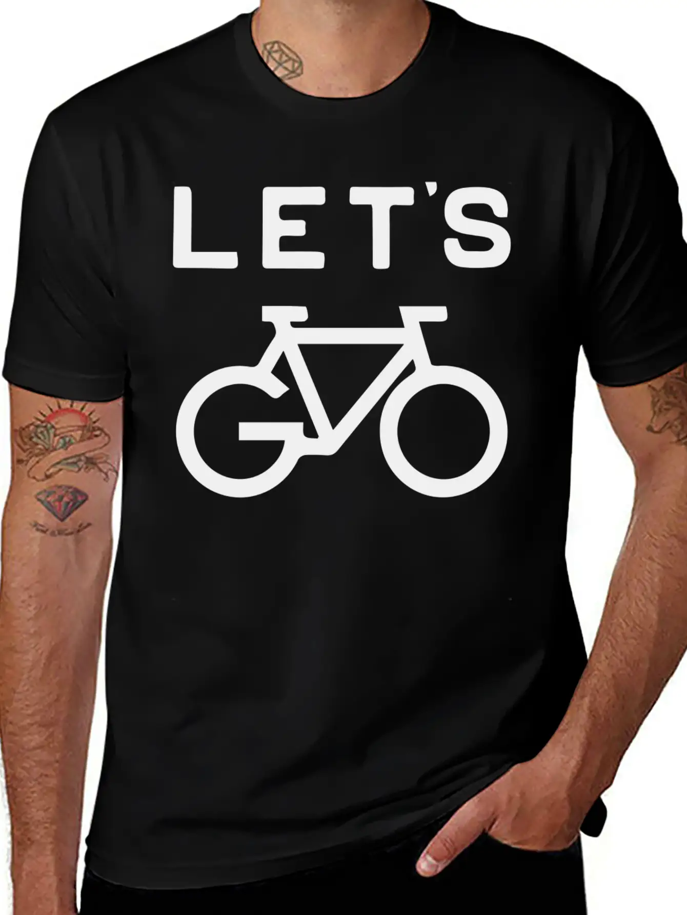 'Let's Cycle - Minimalist Design Classic Crew Neck Graphic Tee – Everyday Minimal Look
