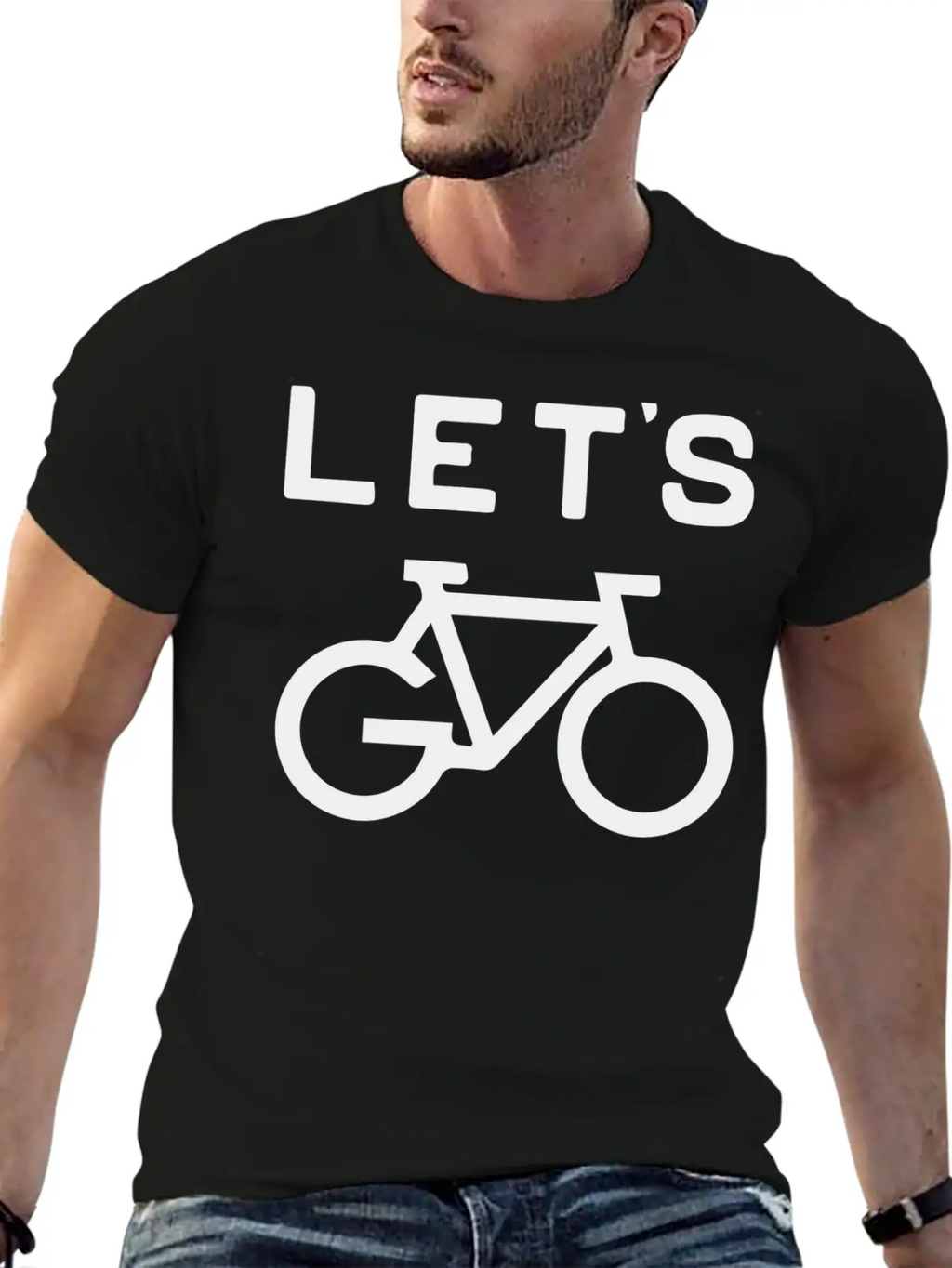 'Let's Cycle - Minimalist Design Classic Crew Neck Graphic Tee – Everyday Minimal Look