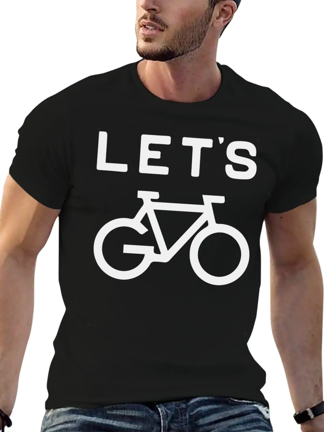 'Let's Cycle - Minimalist Design Classic Crew Neck Graphic Tee – Everyday Minimal Look