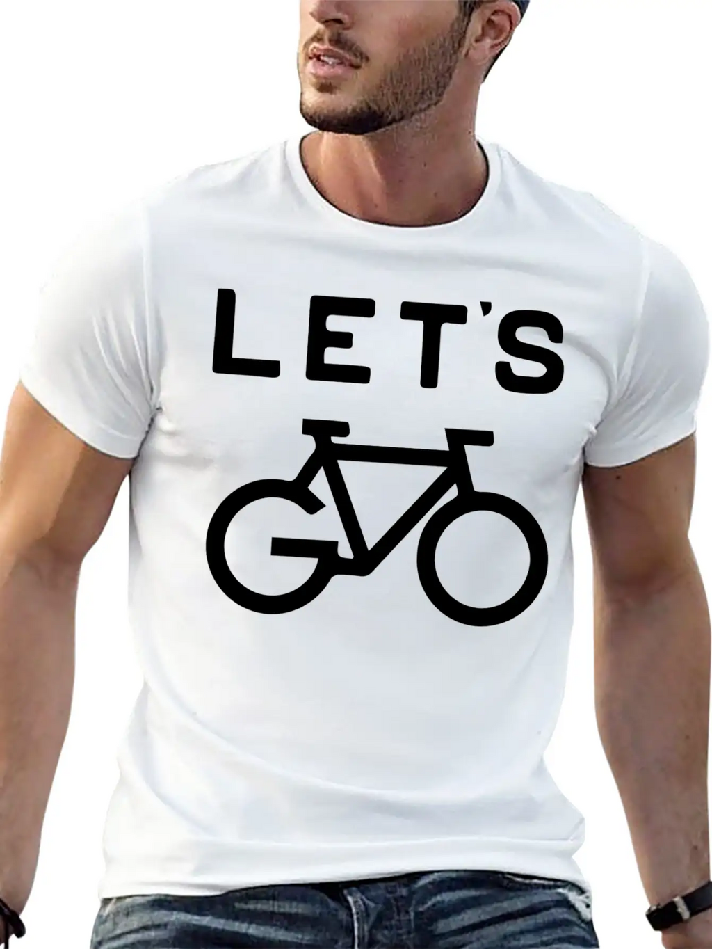 'Let's Cycle - Minimalist Design Classic Crew Neck Graphic Tee – Everyday Minimal Look