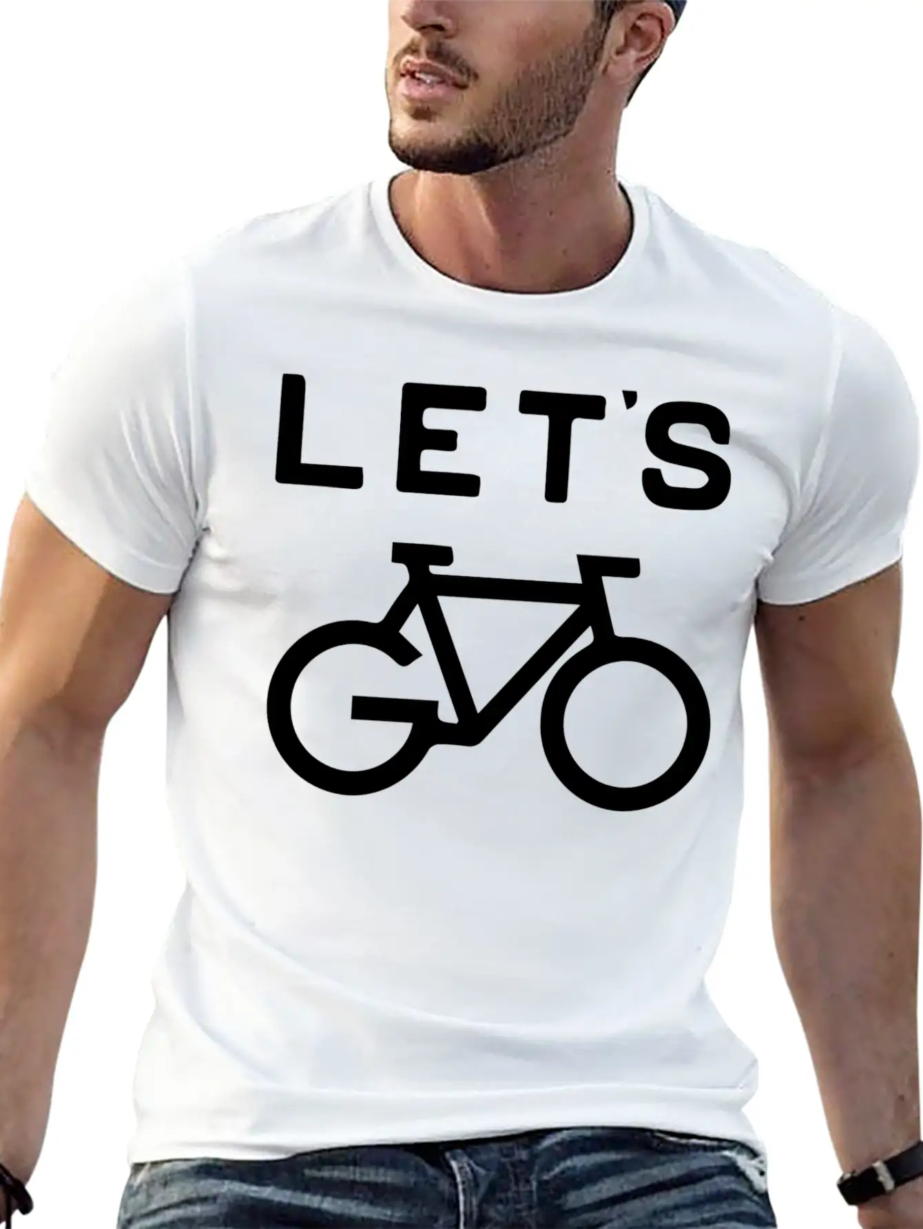 'Let's Cycle - Minimalist Design Classic Crew Neck Graphic Tee – Everyday Minimal Look