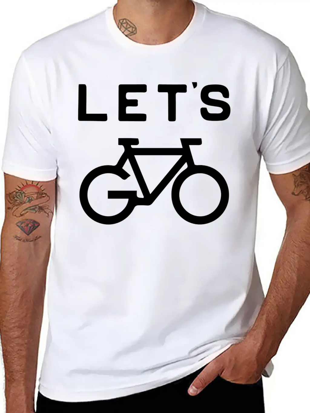 'Let's Cycle - Minimalist Design Classic Crew Neck Graphic Tee – Everyday Minimal Look