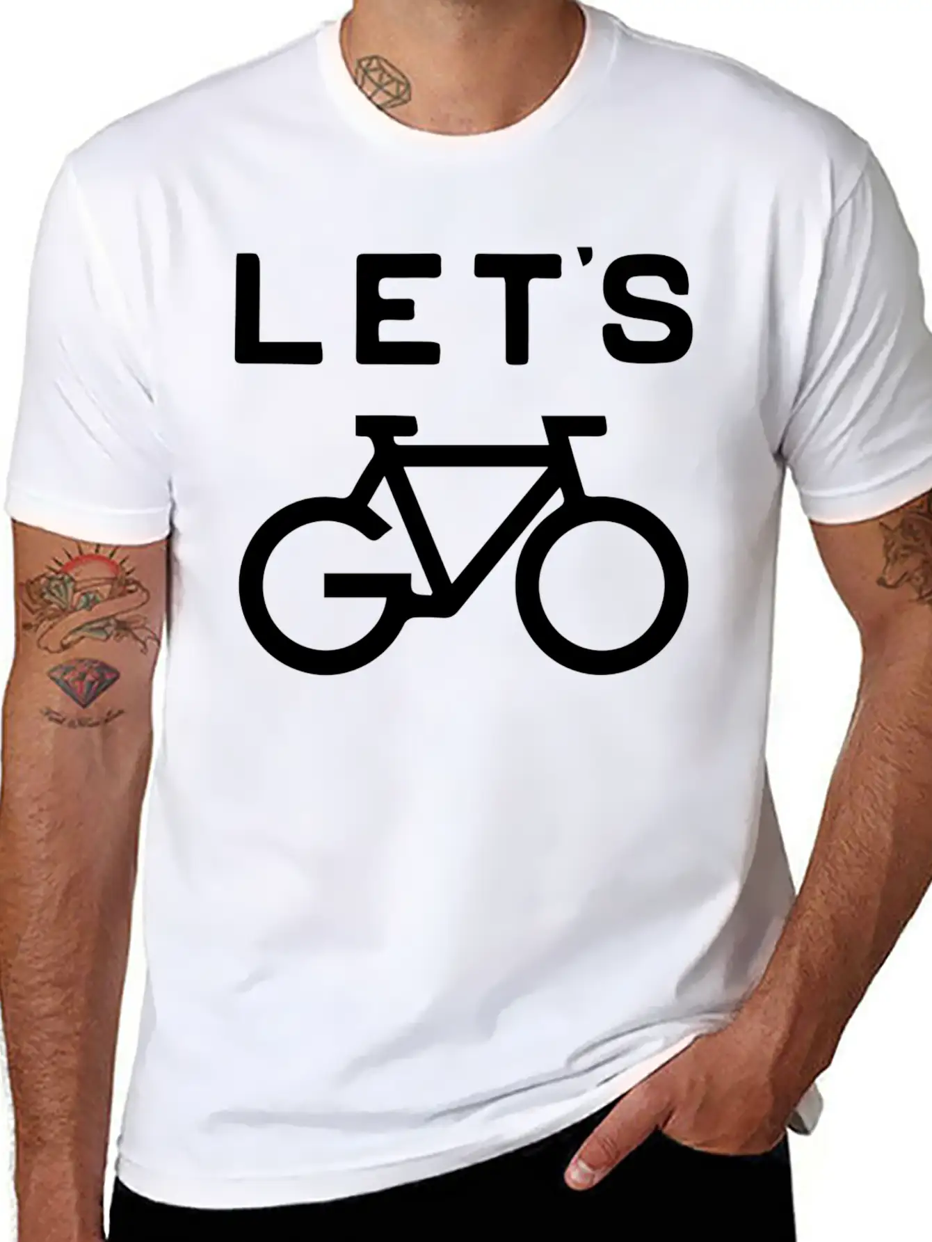'Let's Cycle - Minimalist Design Classic Crew Neck Graphic Tee – Everyday Minimal Look