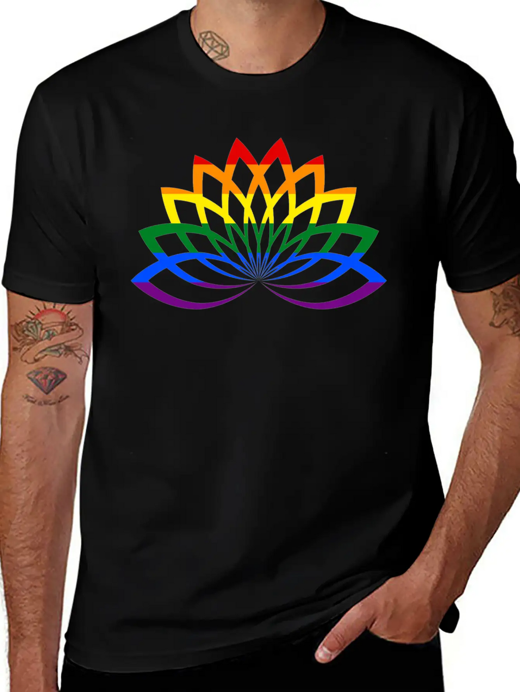 LGBT Lotus Flower Rainbow Yoga Lotus Blossom Timeless Short Sleeve Tee – Comfy And Minimalist Design