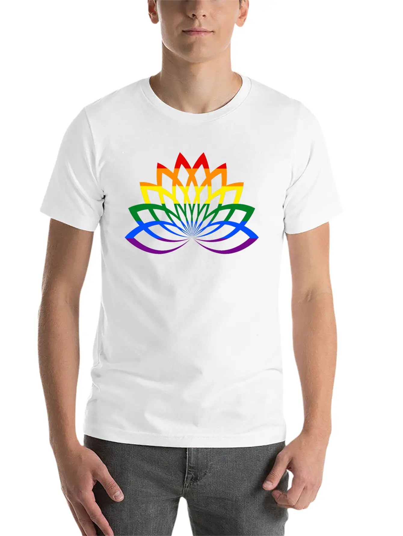 LGBT Lotus Flower Rainbow Yoga Lotus Blossom Timeless Short Sleeve Tee – Comfy And Minimalist Design