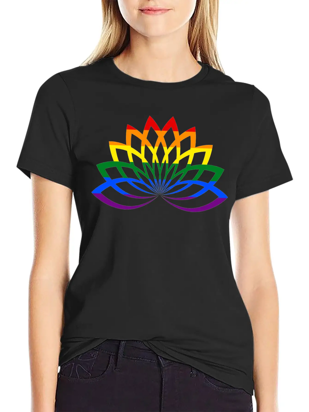 LGBT Lotus Flower Rainbow Yoga Lotus Blossom Timeless Short Sleeve Tee – Comfy And Minimalist Design