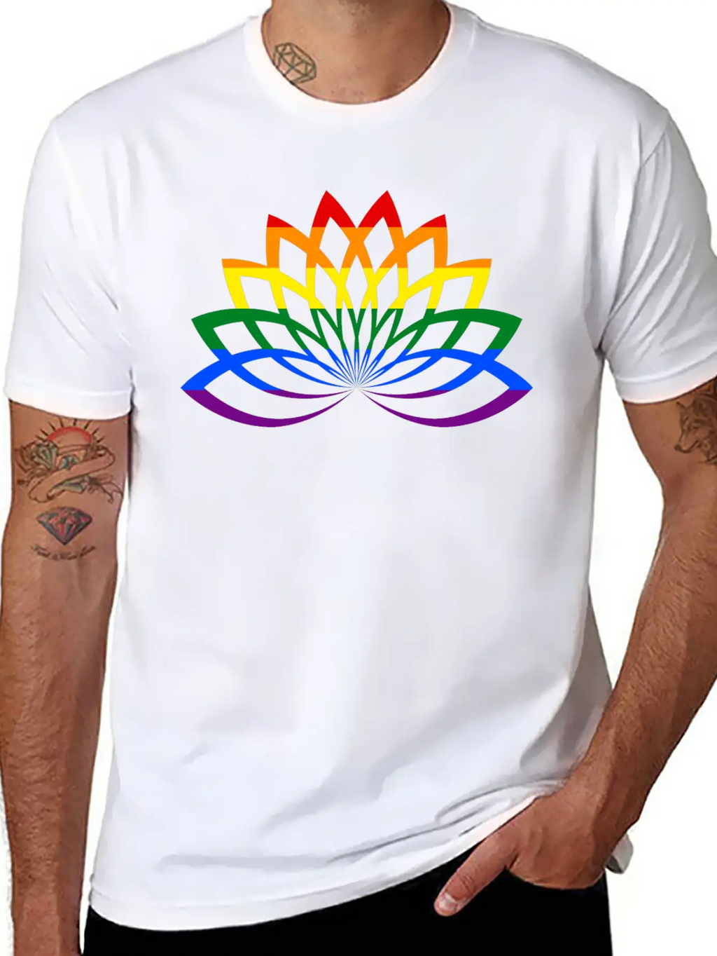 LGBT Lotus Flower Rainbow Yoga Lotus Blossom Timeless Short Sleeve Tee – Comfy And Minimalist Design