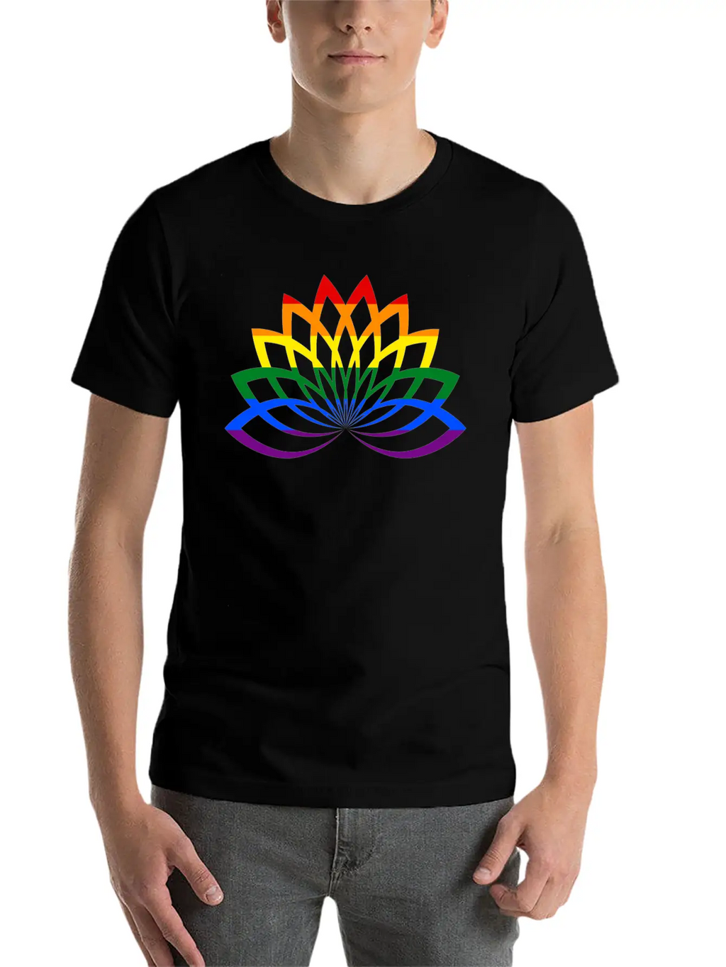 LGBT Lotus Flower Rainbow Yoga Lotus Blossom Timeless Short Sleeve Tee – Comfy And Minimalist Design