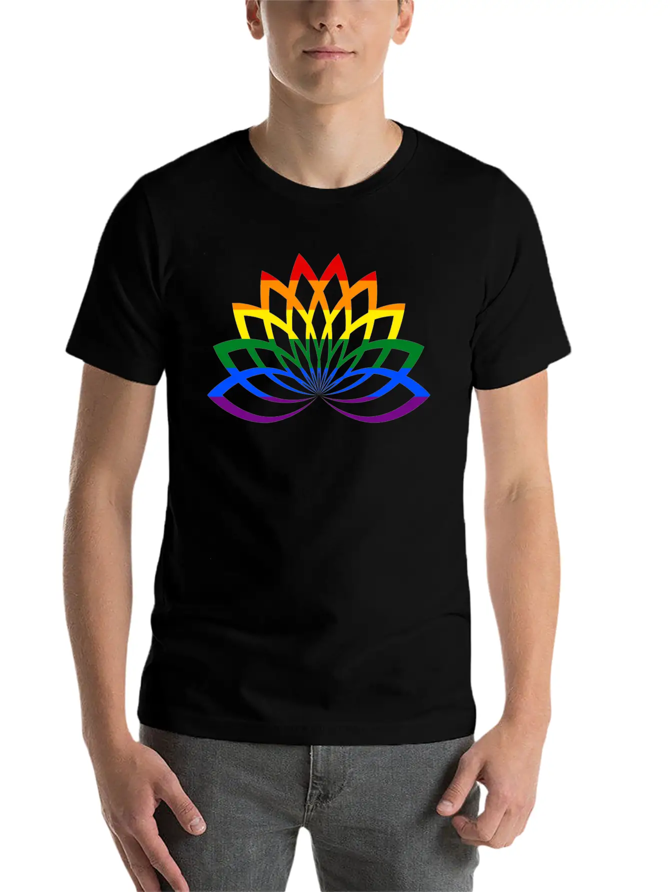 LGBT Lotus Flower Rainbow Yoga Lotus Blossom Timeless Short Sleeve Tee – Comfy And Minimalist Design