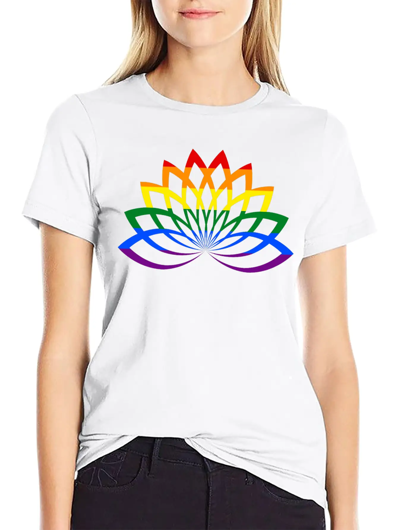 LGBT Lotus Flower Rainbow Yoga Lotus Blossom Timeless Short Sleeve Tee – Comfy And Minimalist Design
