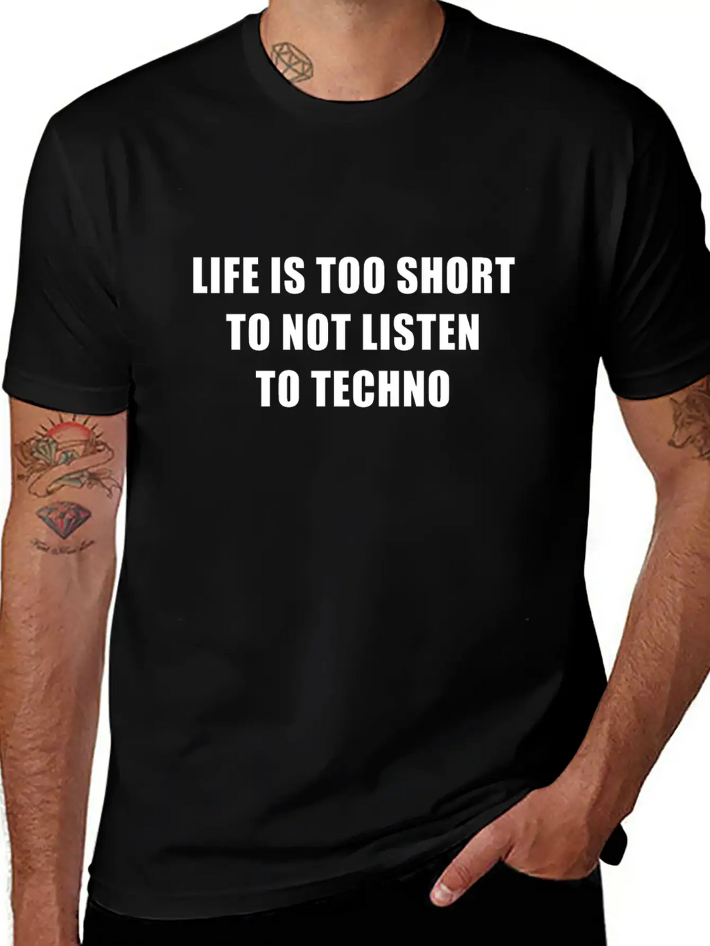 Life Is Short To Not Listen To Techno Timeless Short Sleeve Tee – Comfy And Minimalist Design