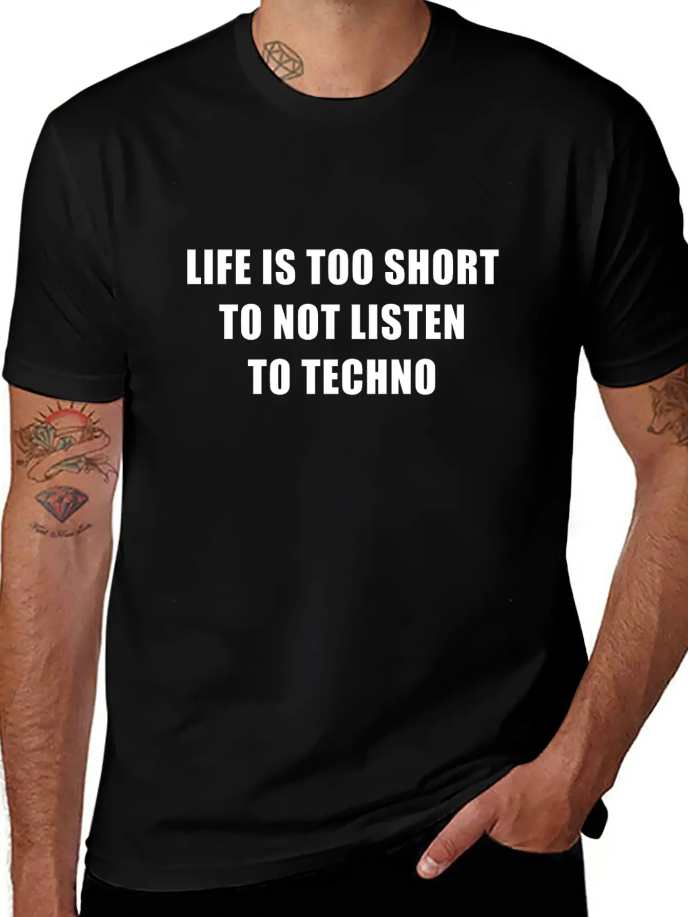 Life Is Short To Not Listen To Techno Timeless Short Sleeve Tee – Comfy And Minimalist Design