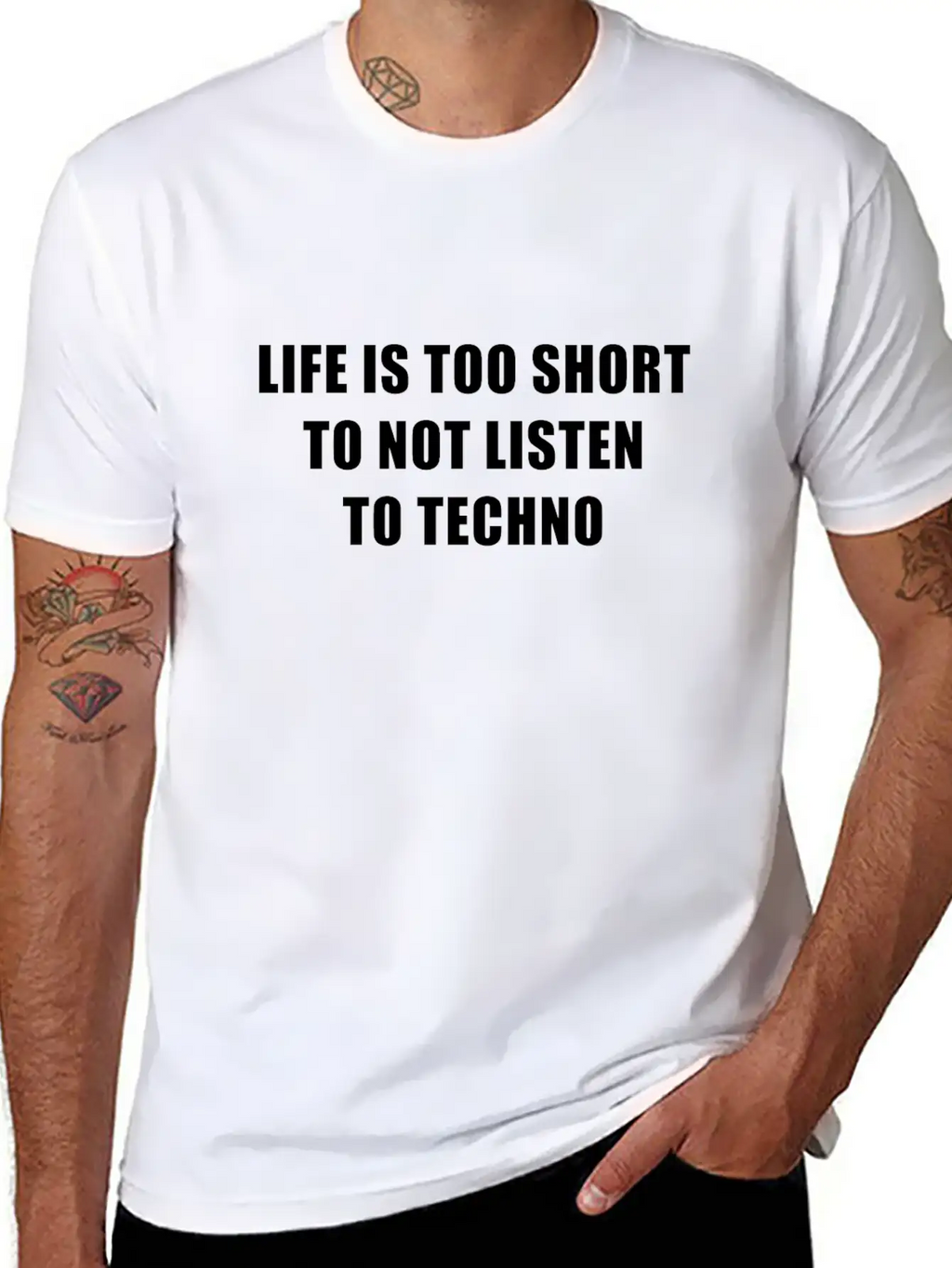 Life Is Short To Not Listen To Techno Timeless Short Sleeve Tee – Comfy And Minimalist Design