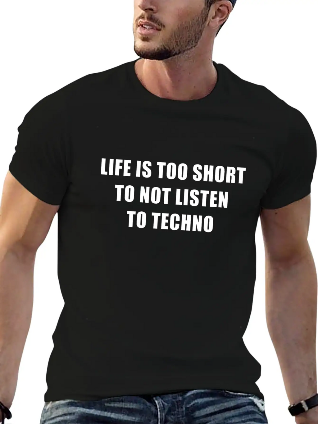 Life Is Short To Not Listen To Techno Timeless Short Sleeve Tee – Comfy And Minimalist Design