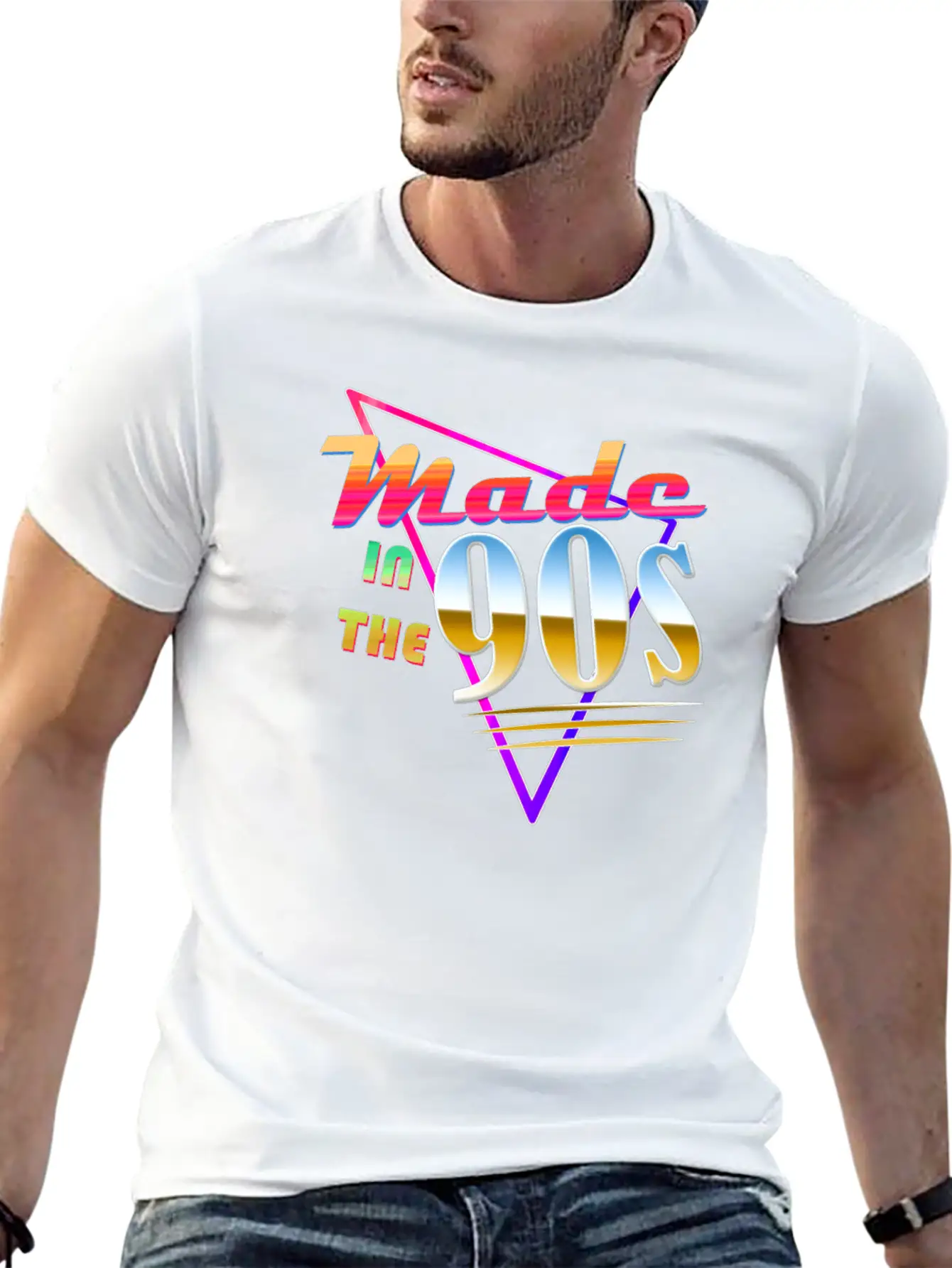 "Made In The 90s" Vaporwave Design. Retro 90's Classic Crew Neck Graphic Tee – Everyday Minimal Look