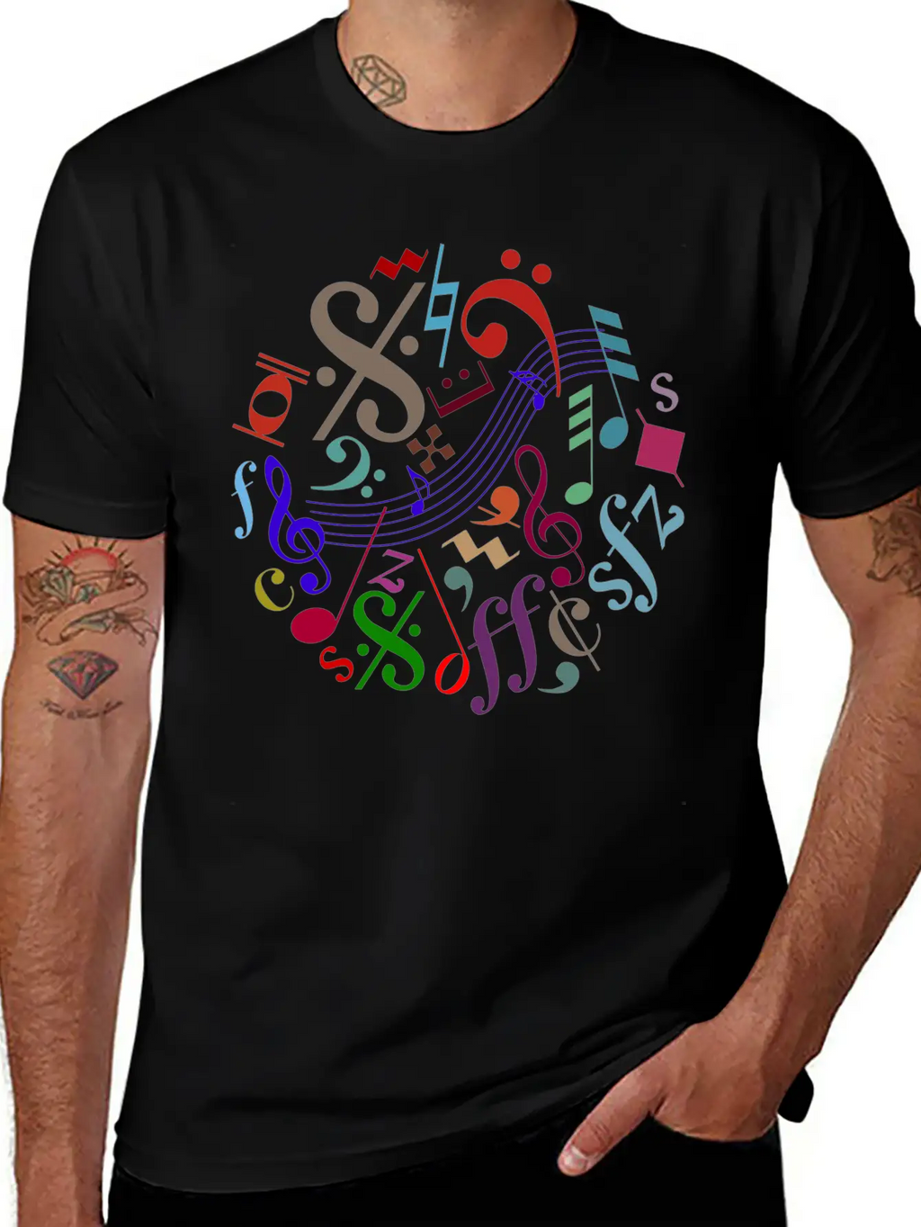 Music Signs - Music Notes Timeless Short Sleeve Tee – Comfy And Minimalist Design