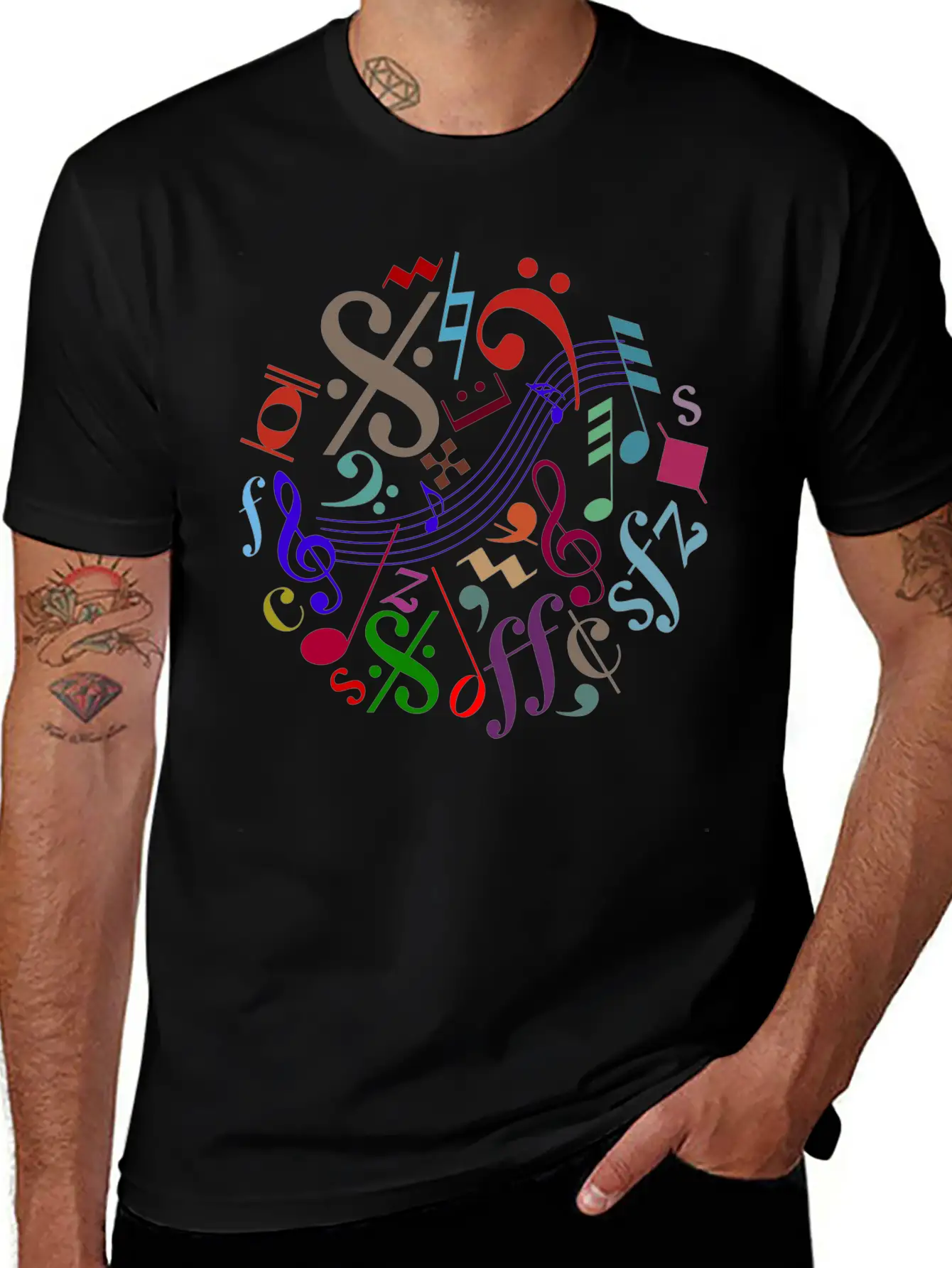 Music Signs - Music Notes Timeless Short Sleeve Tee – Comfy And Minimalist Design