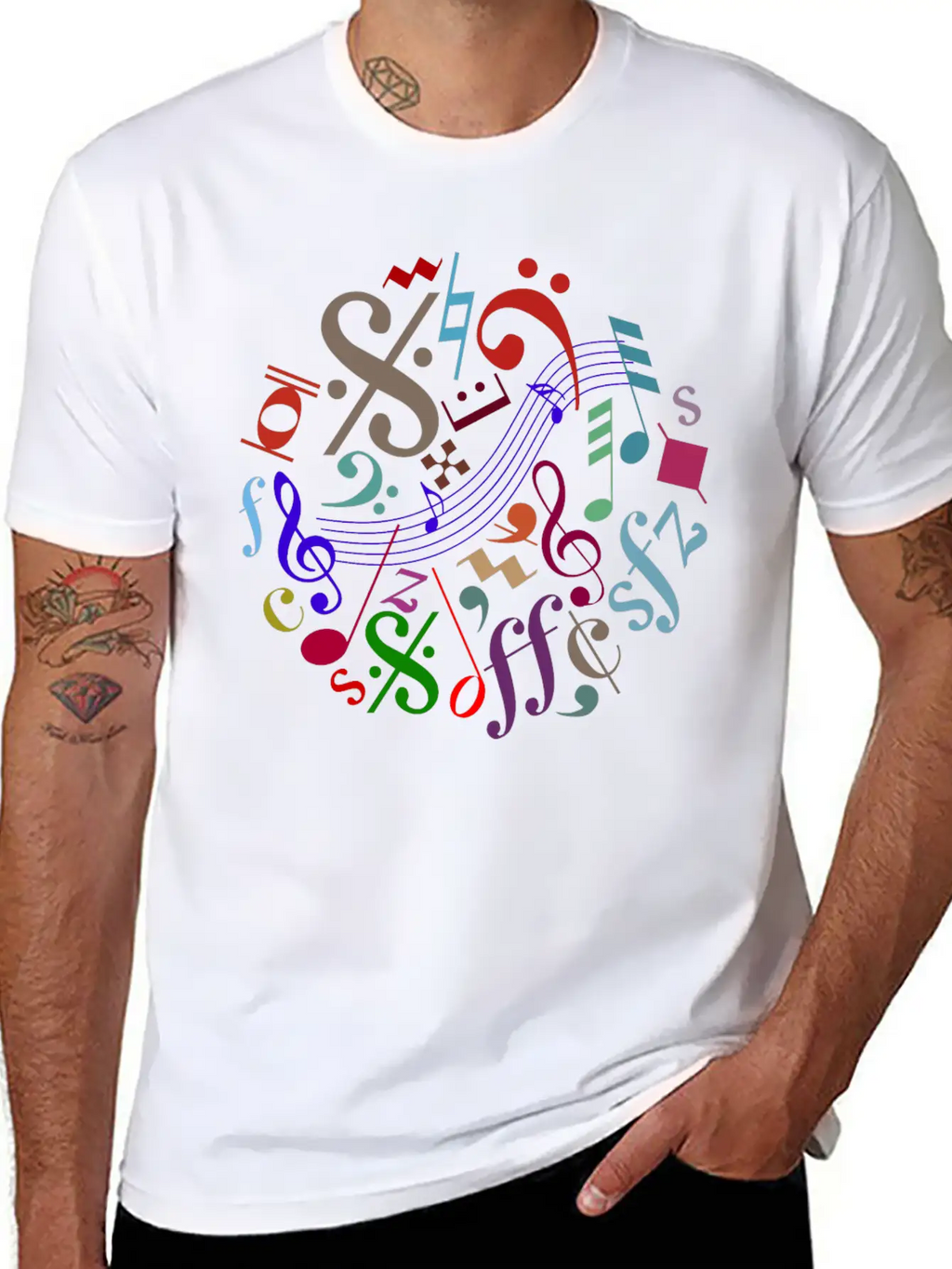 Music Signs - Music Notes Timeless Short Sleeve Tee – Comfy And Minimalist Design
