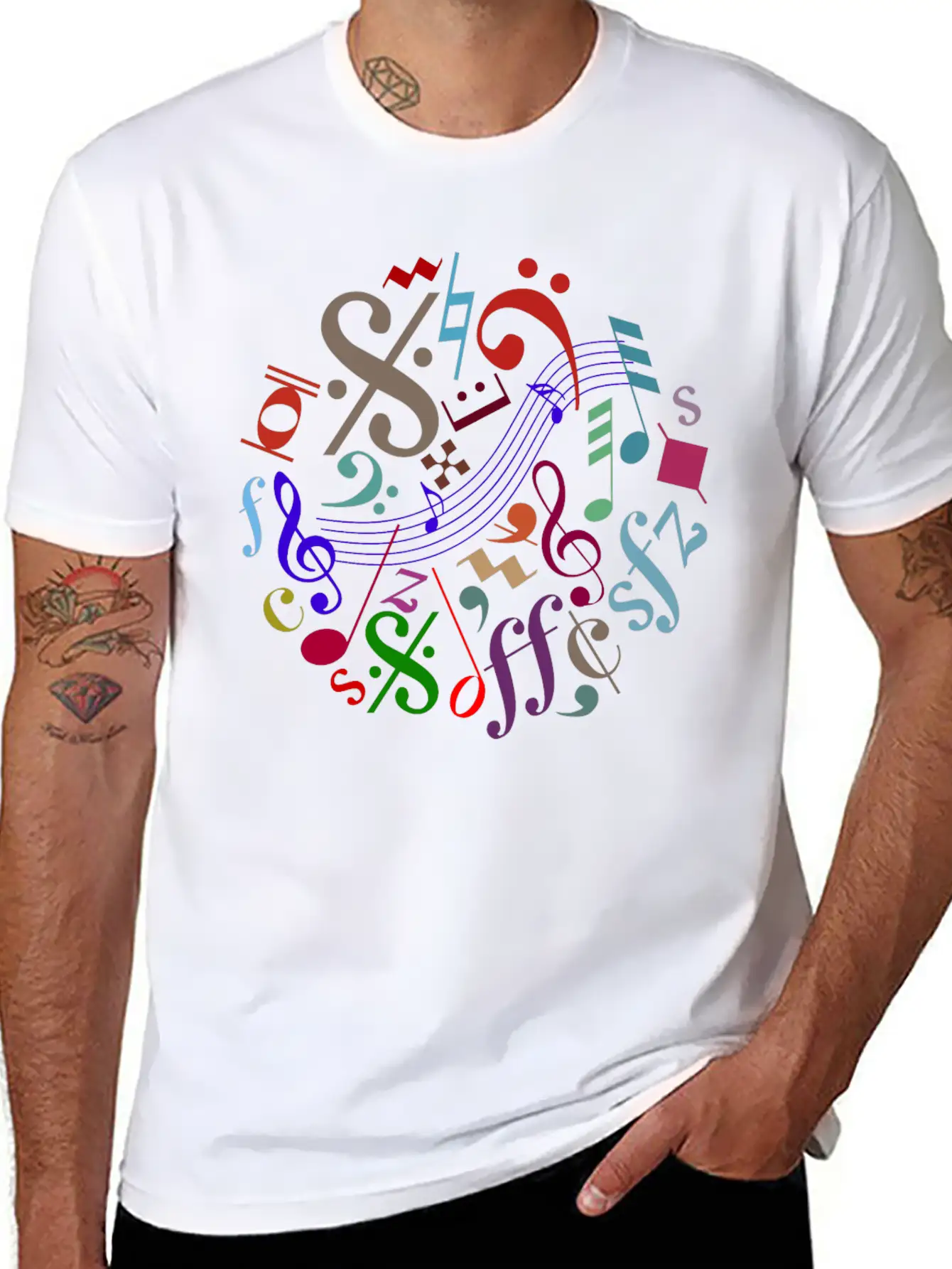 Music Signs - Music Notes Timeless Short Sleeve Tee – Comfy And Minimalist Design