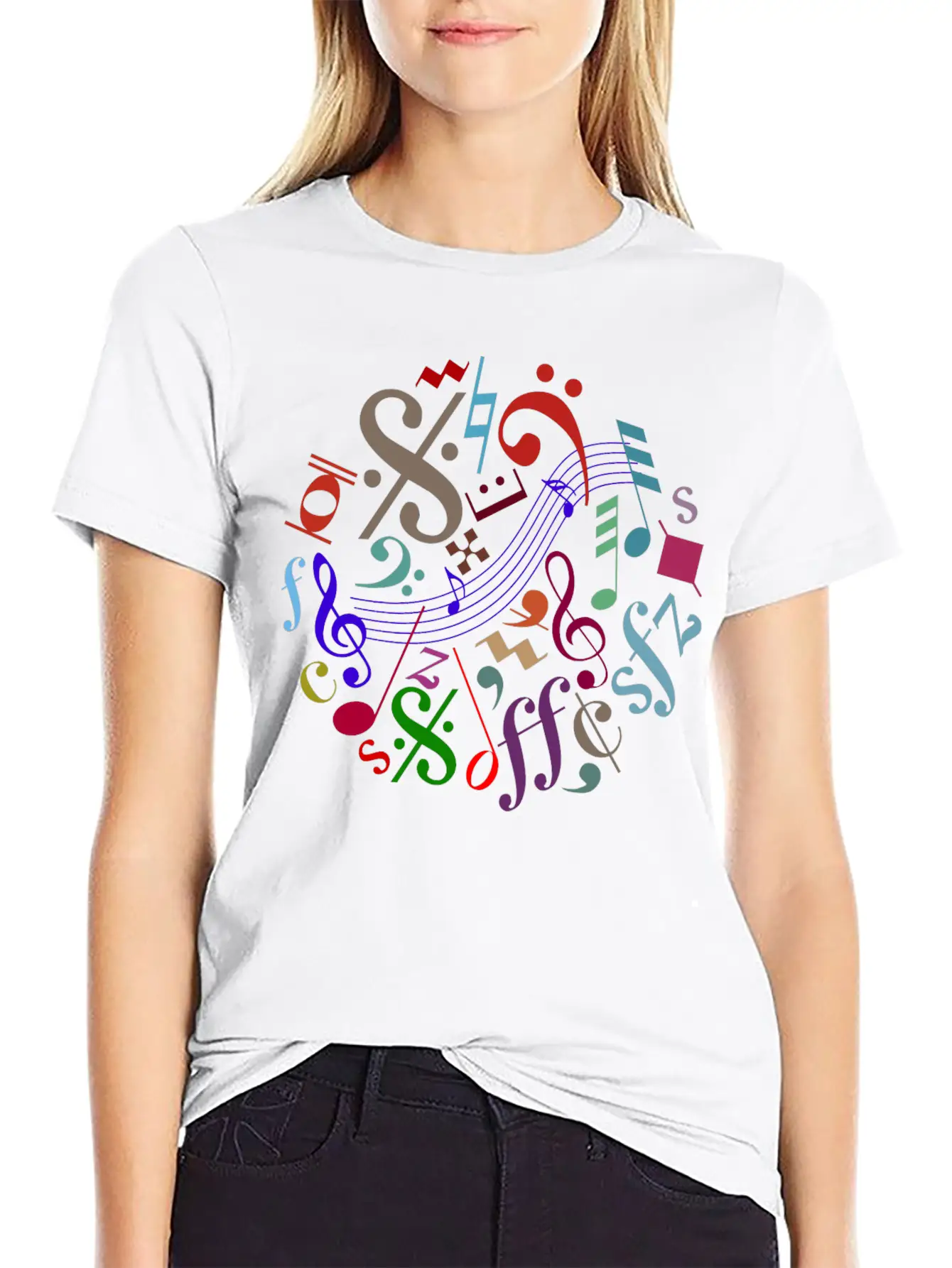 Music Signs - Music Notes Timeless Short Sleeve Tee – Comfy And Minimalist Design