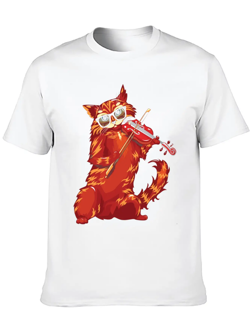 Musical Cat Plays Violin Orchestra Classic Music Modern Fit Casual T-Shirt – Clean And Versatile Design