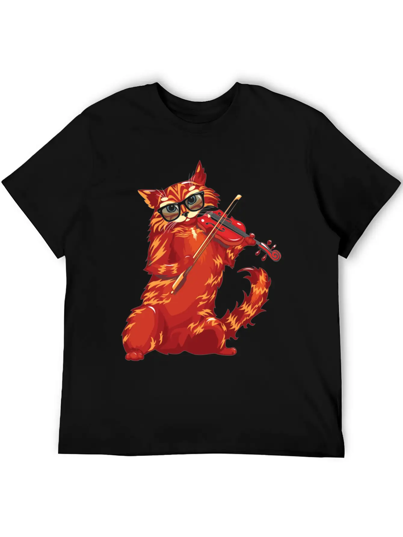 Musical Cat Plays Violin Orchestra Classic Music Modern Fit Casual T-Shirt – Clean And Versatile Design