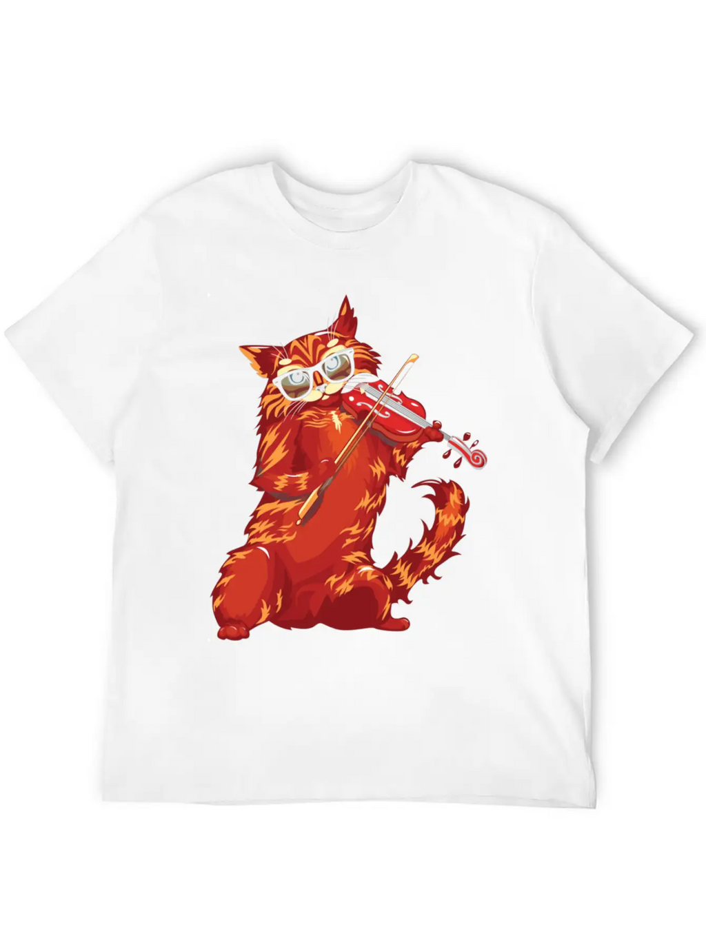 Musical Cat Plays Violin Orchestra Classic Music Modern Fit Casual T-Shirt – Clean And Versatile Design