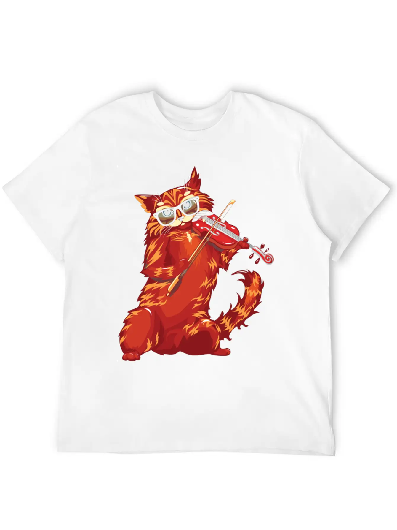 Musical Cat Plays Violin Orchestra Classic Music Modern Fit Casual T-Shirt – Clean And Versatile Design