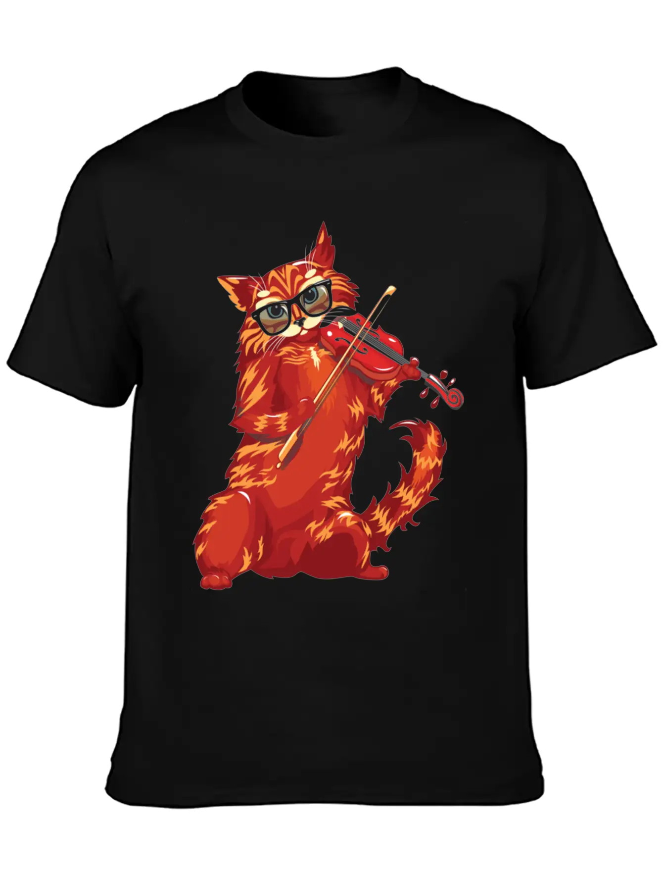 Musical Cat Plays Violin Orchestra Classic Music Modern Fit Casual T-Shirt – Clean And Versatile Design