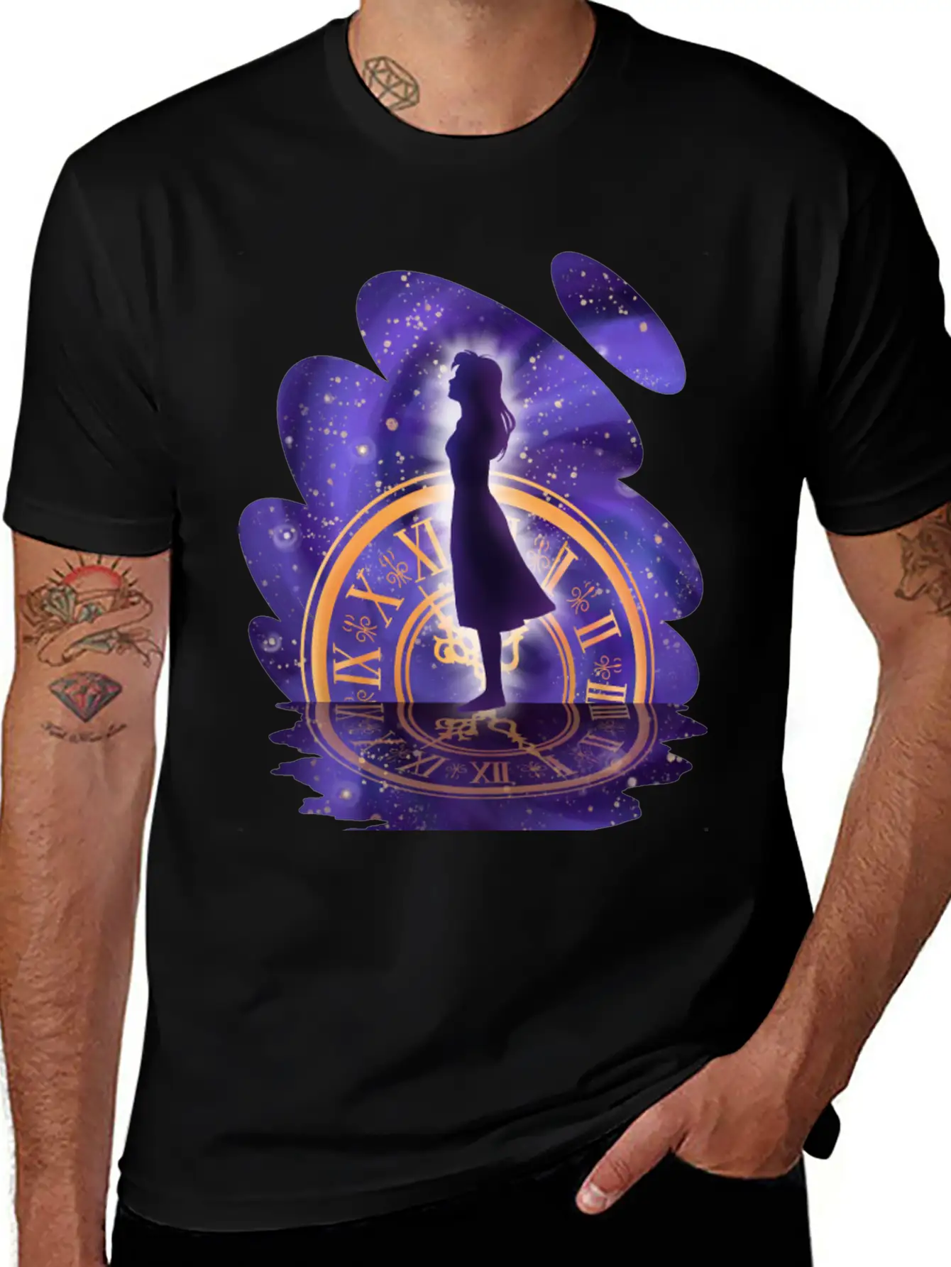 Mystic Timekeeper's Silhouette Timeless Short Sleeve Tee – Comfy And Minimalist Design