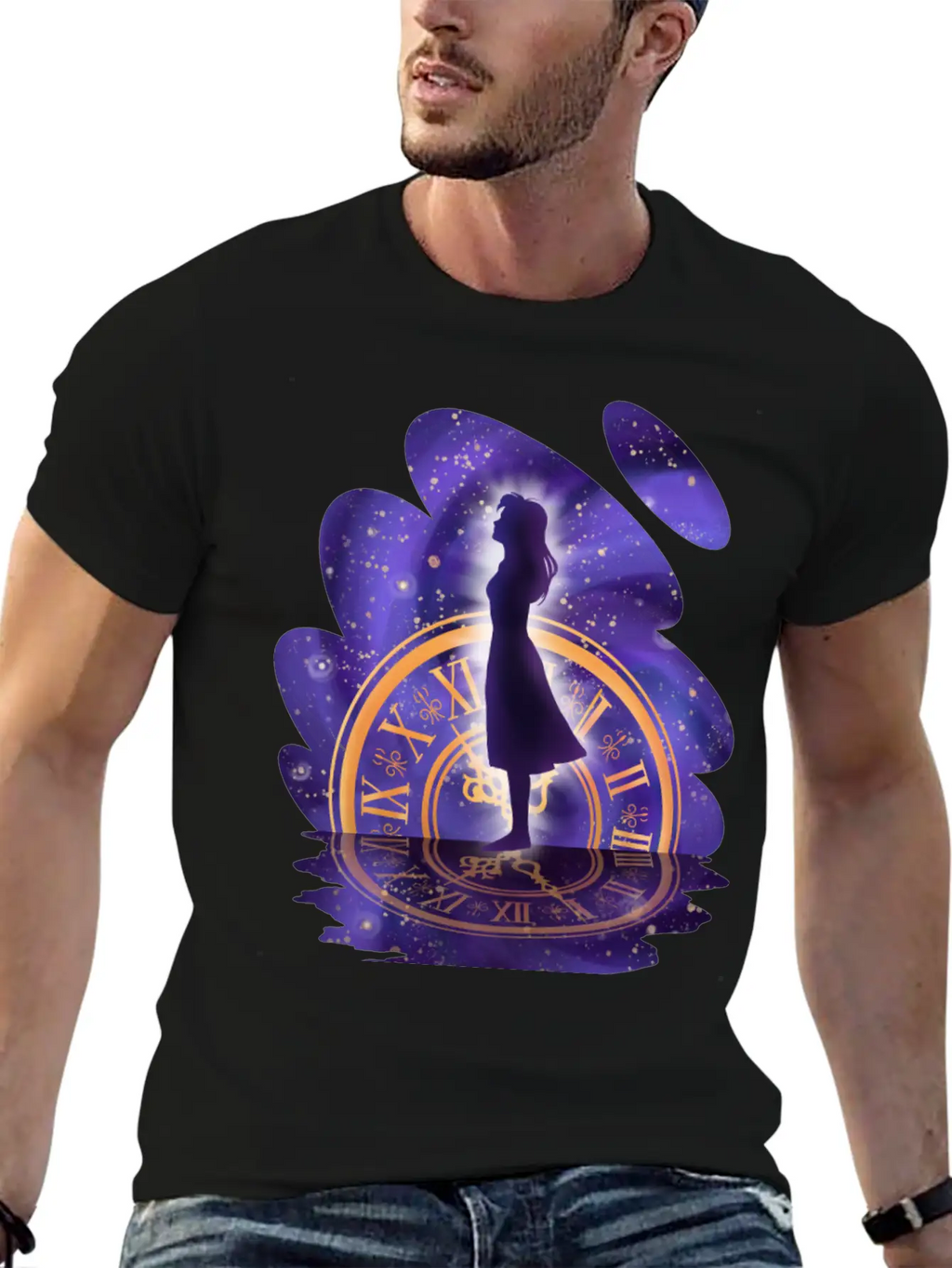 Mystic Timekeeper's Silhouette Timeless Short Sleeve Tee – Comfy And Minimalist Design