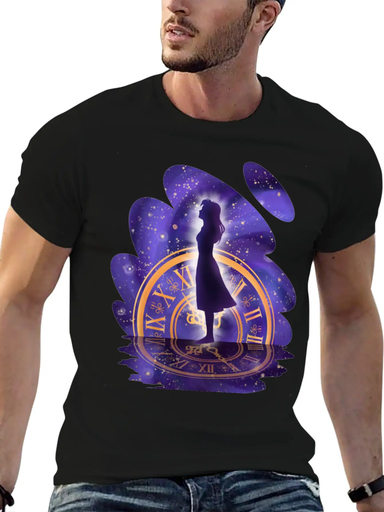 Mystic Timekeeper's Silhouette Timeless Short Sleeve Tee – Comfy And Minimalist Design
