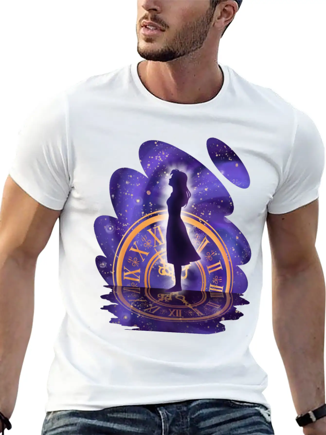 Mystic Timekeeper's Silhouette Timeless Short Sleeve Tee – Comfy And Minimalist Design