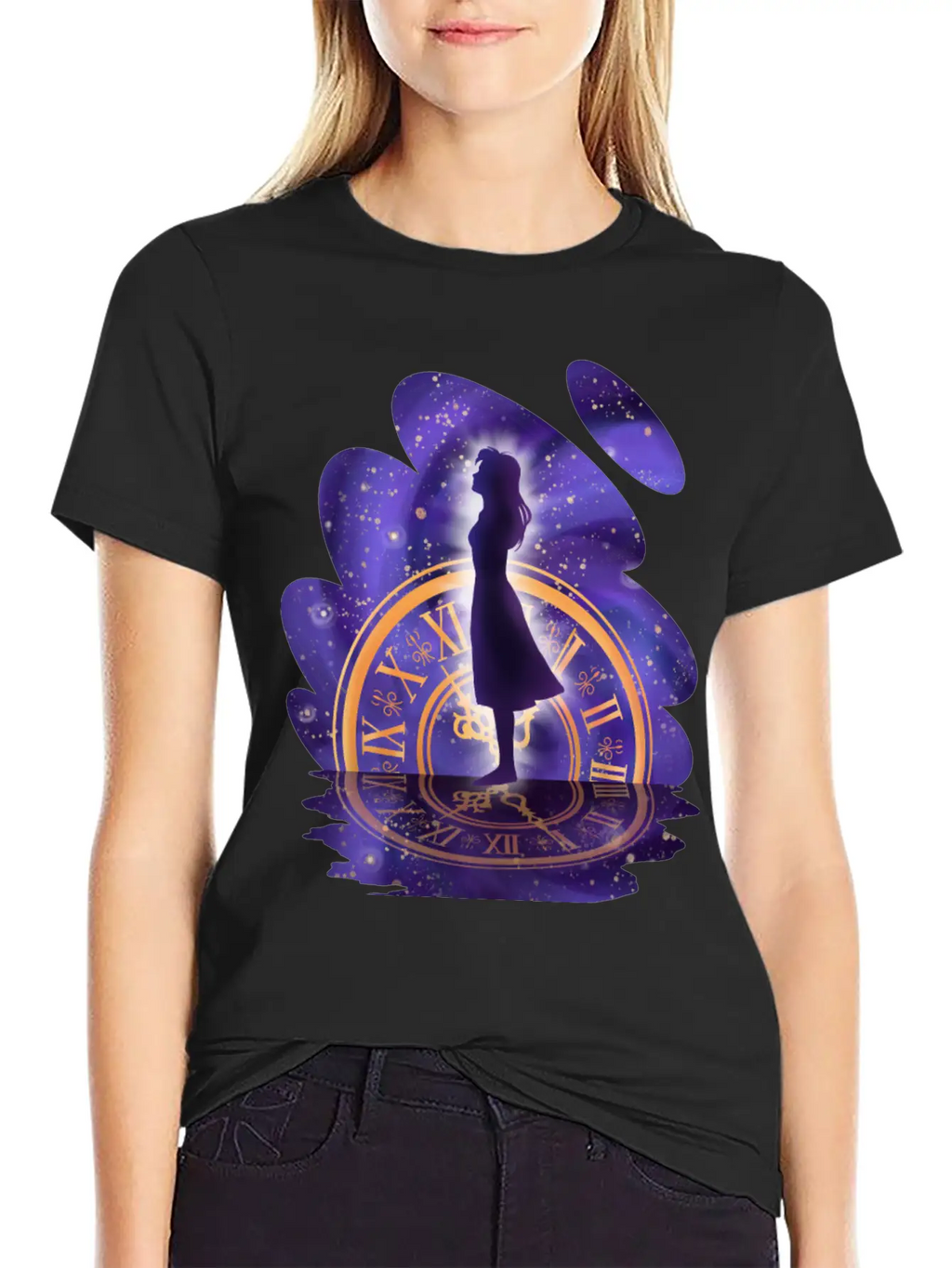 Mystic Timekeeper's Silhouette Timeless Short Sleeve Tee – Comfy And Minimalist Design