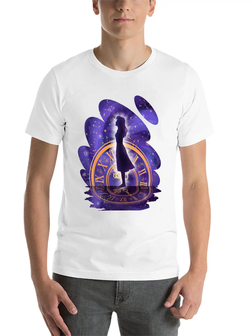 Mystic Timekeeper's Silhouette Timeless Short Sleeve Tee – Comfy And Minimalist Design