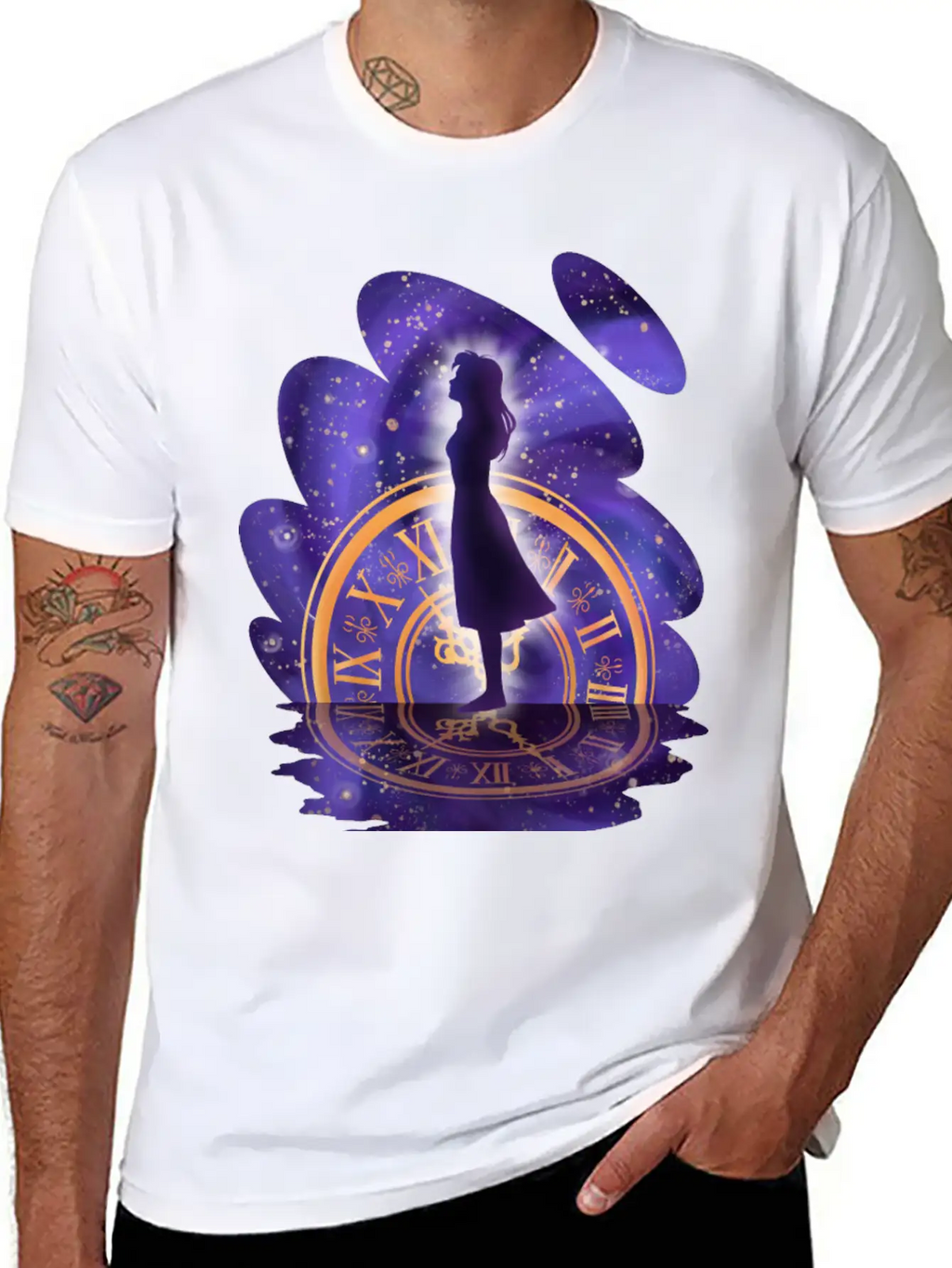 Mystic Timekeeper's Silhouette Timeless Short Sleeve Tee – Comfy And Minimalist Design