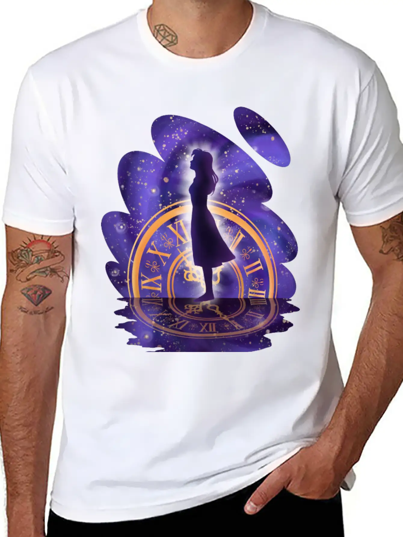 Mystic Timekeeper's Silhouette Timeless Short Sleeve Tee – Comfy And Minimalist Design