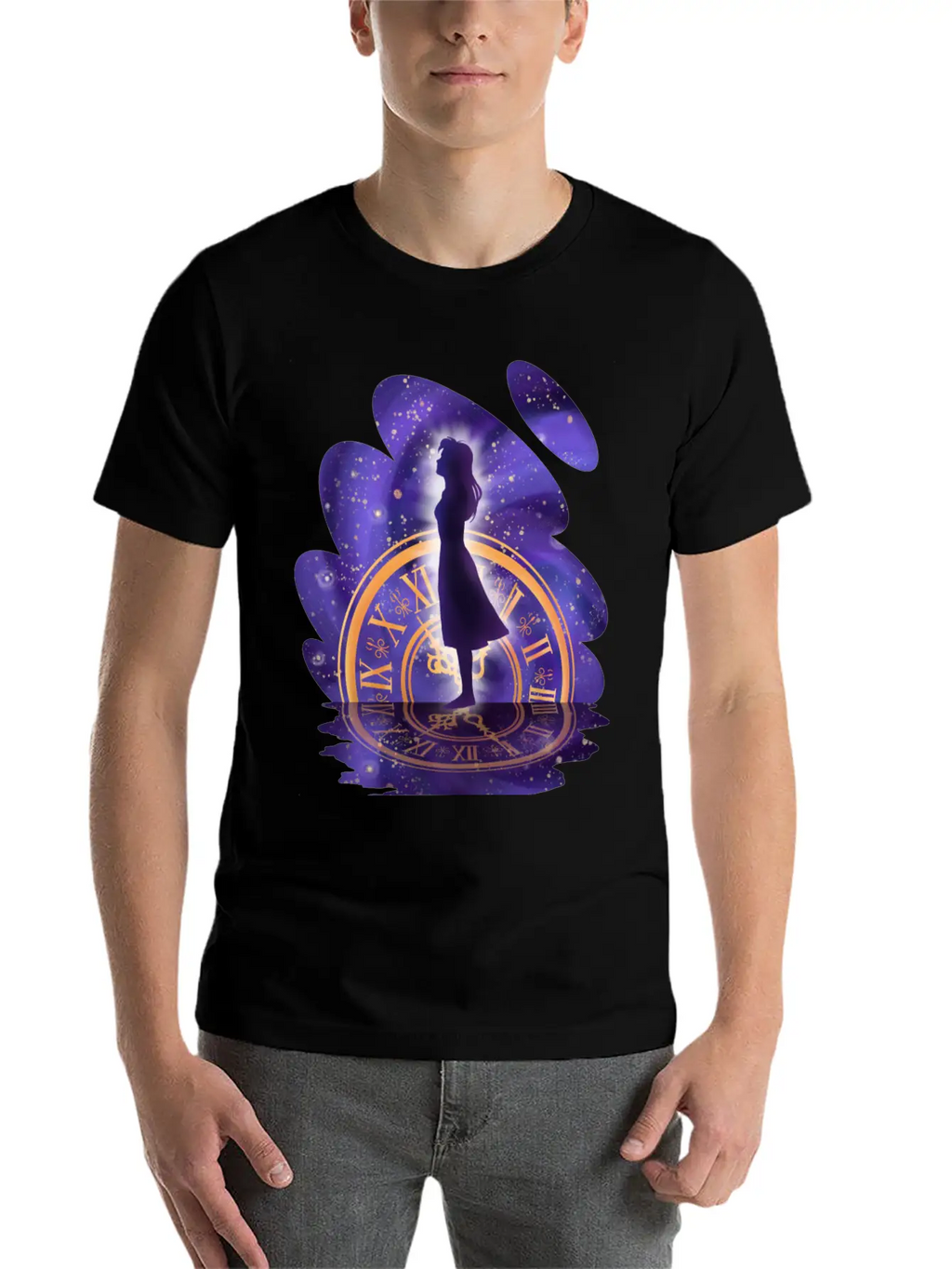 Mystic Timekeeper's Silhouette Timeless Short Sleeve Tee – Comfy And Minimalist Design