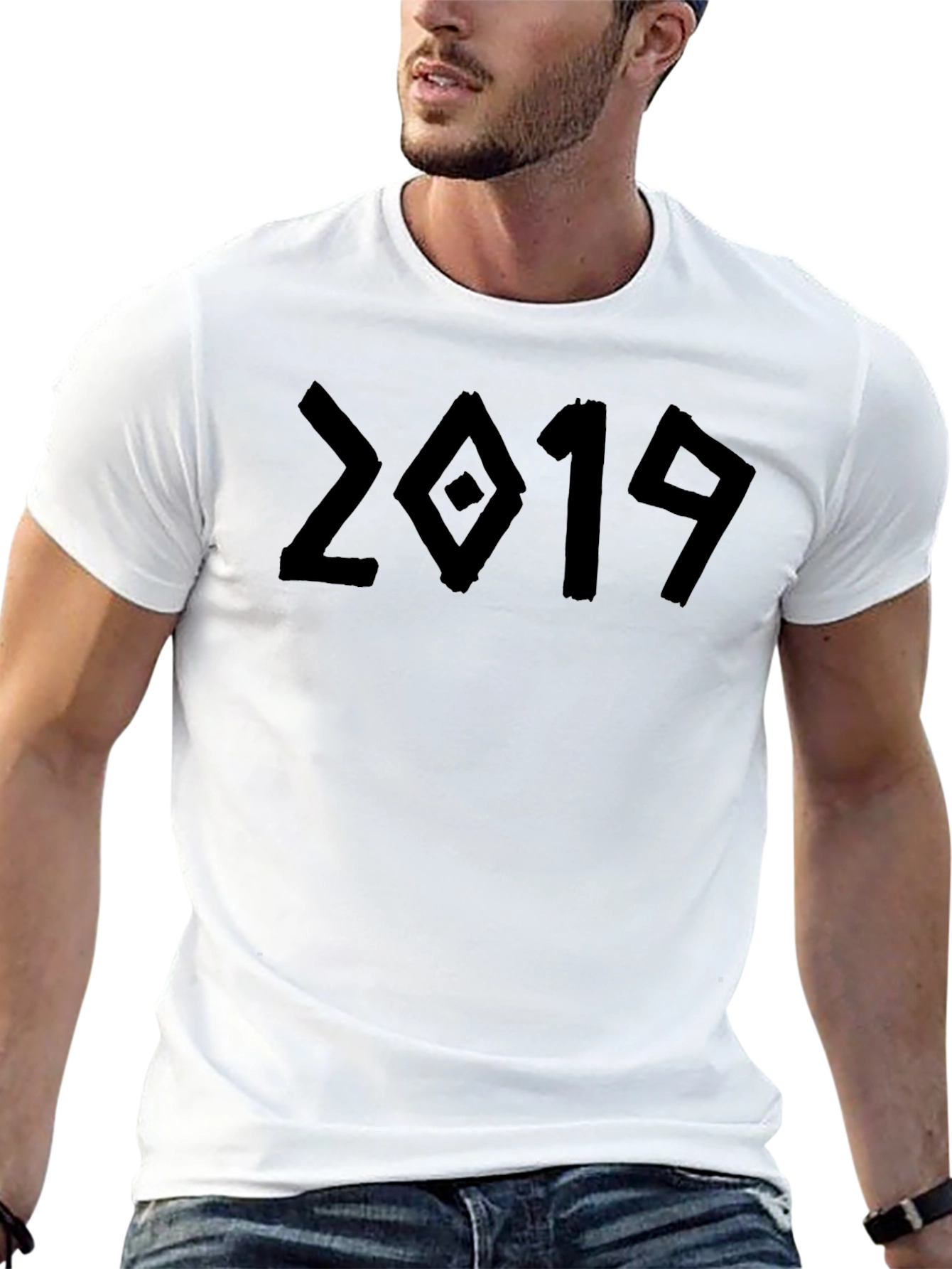 Retro 2019 Graphic Tee - Soft Black Cotton