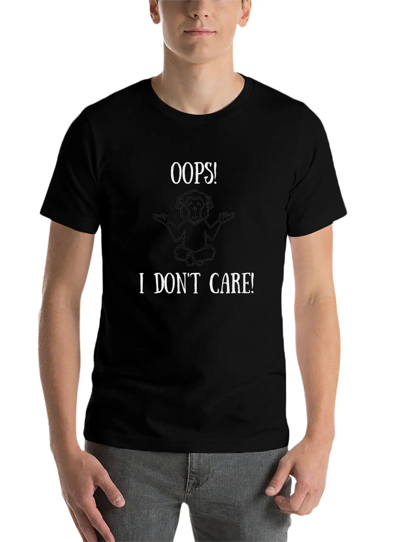 OOPS I DON'T CARE Classic Crew Neck Graphic Tee – Everyday Minimal Look