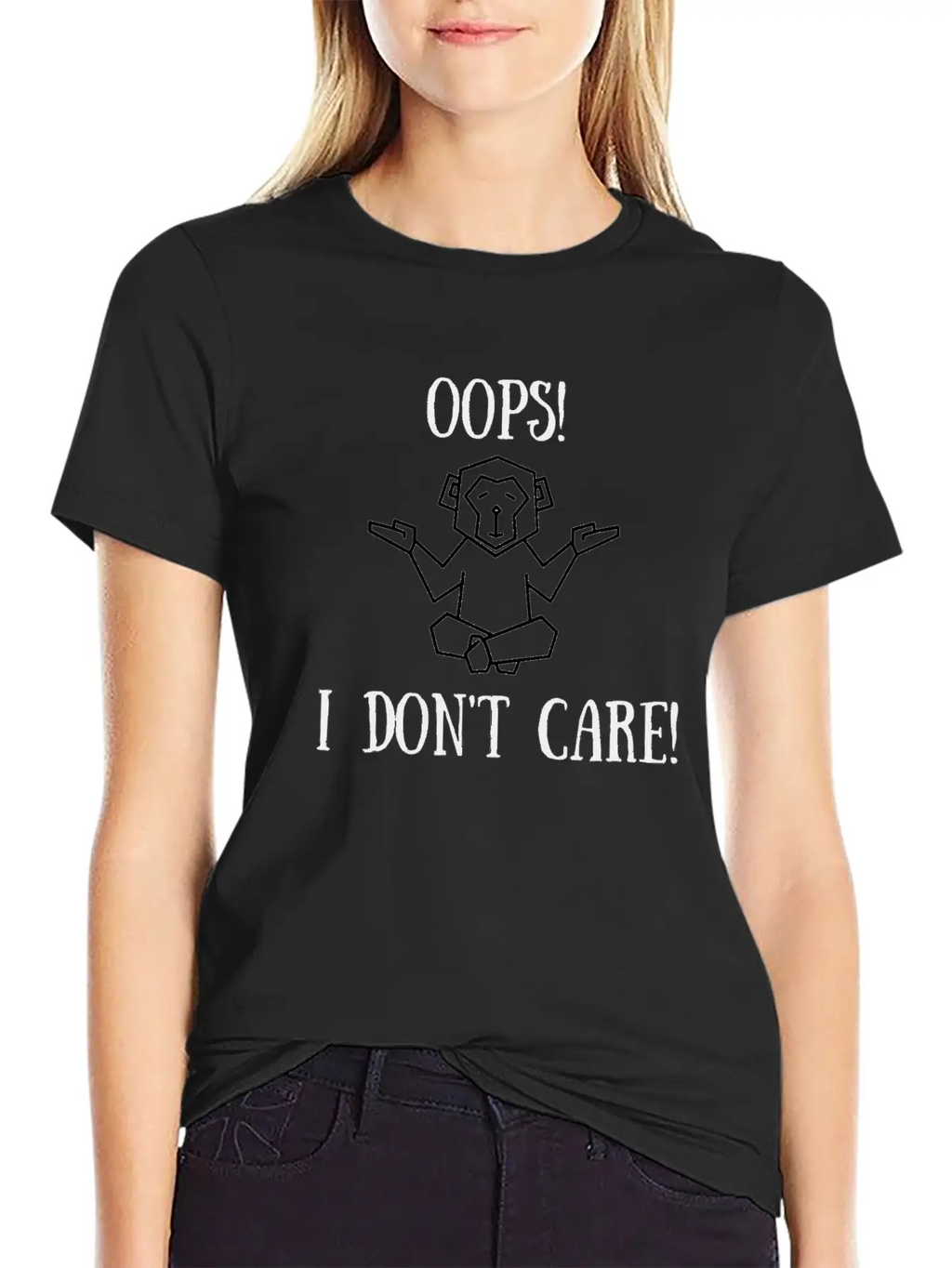 OOPS I DON'T CARE Classic Crew Neck Graphic Tee – Everyday Minimal Look