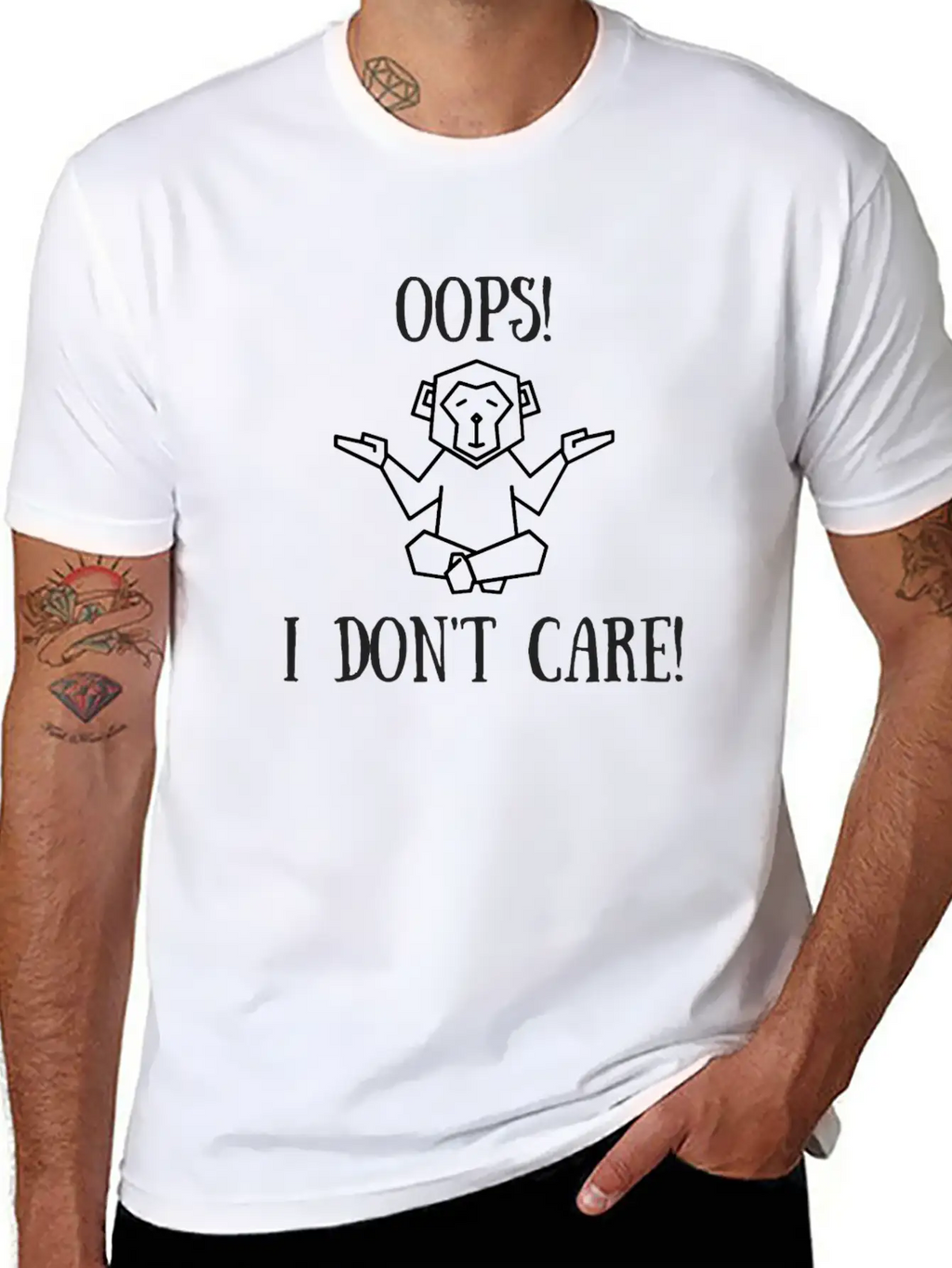 OOPS I DON'T CARE Classic Crew Neck Graphic Tee – Everyday Minimal Look
